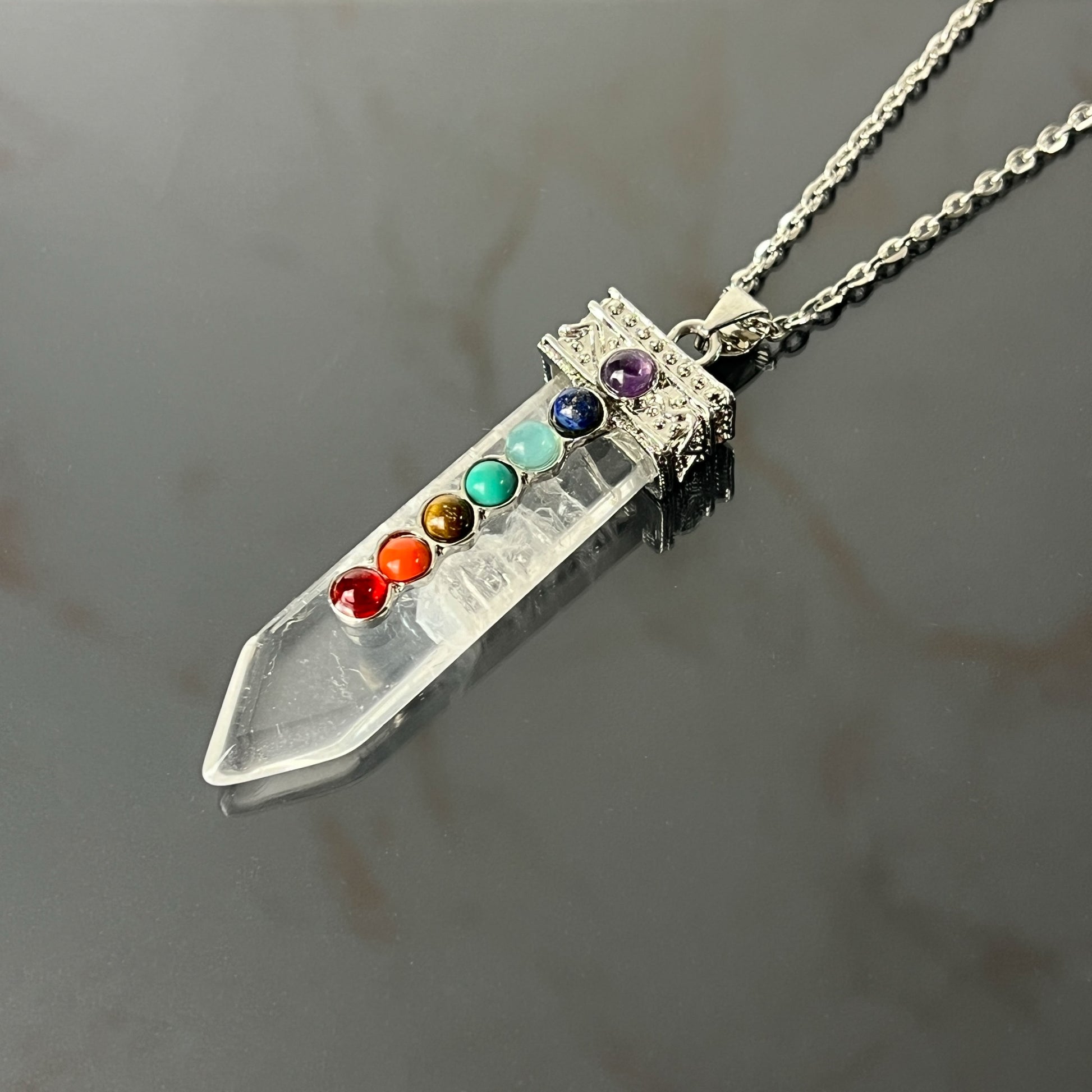 7 chakras quartz spiritual necklace Baguette Magick