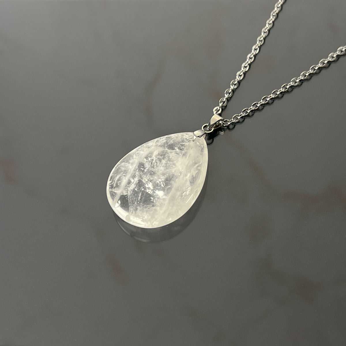 Clear quartz stainless steel pendant necklace Baguette Magick