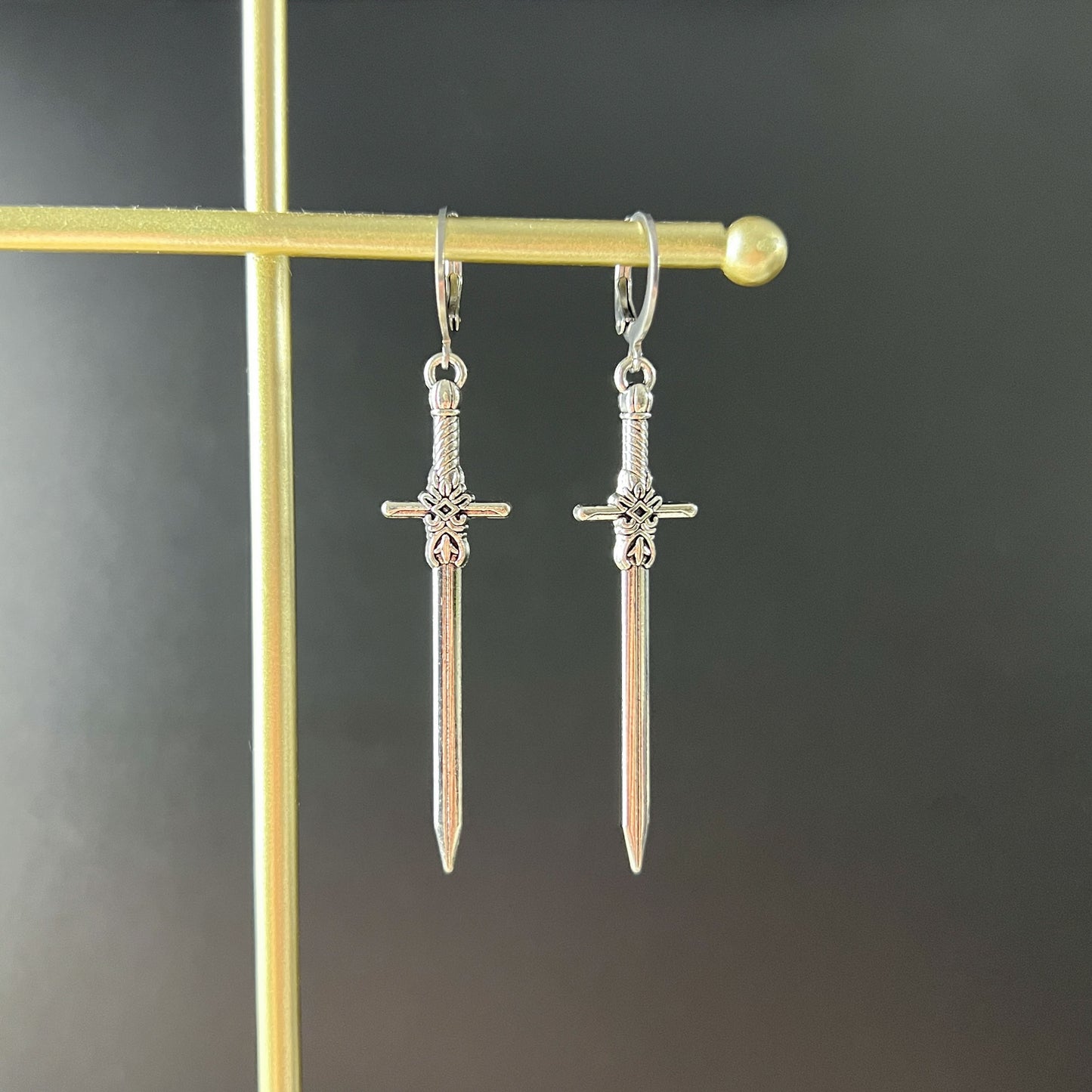 Medieval fantasy sword earrings Baguette Magick