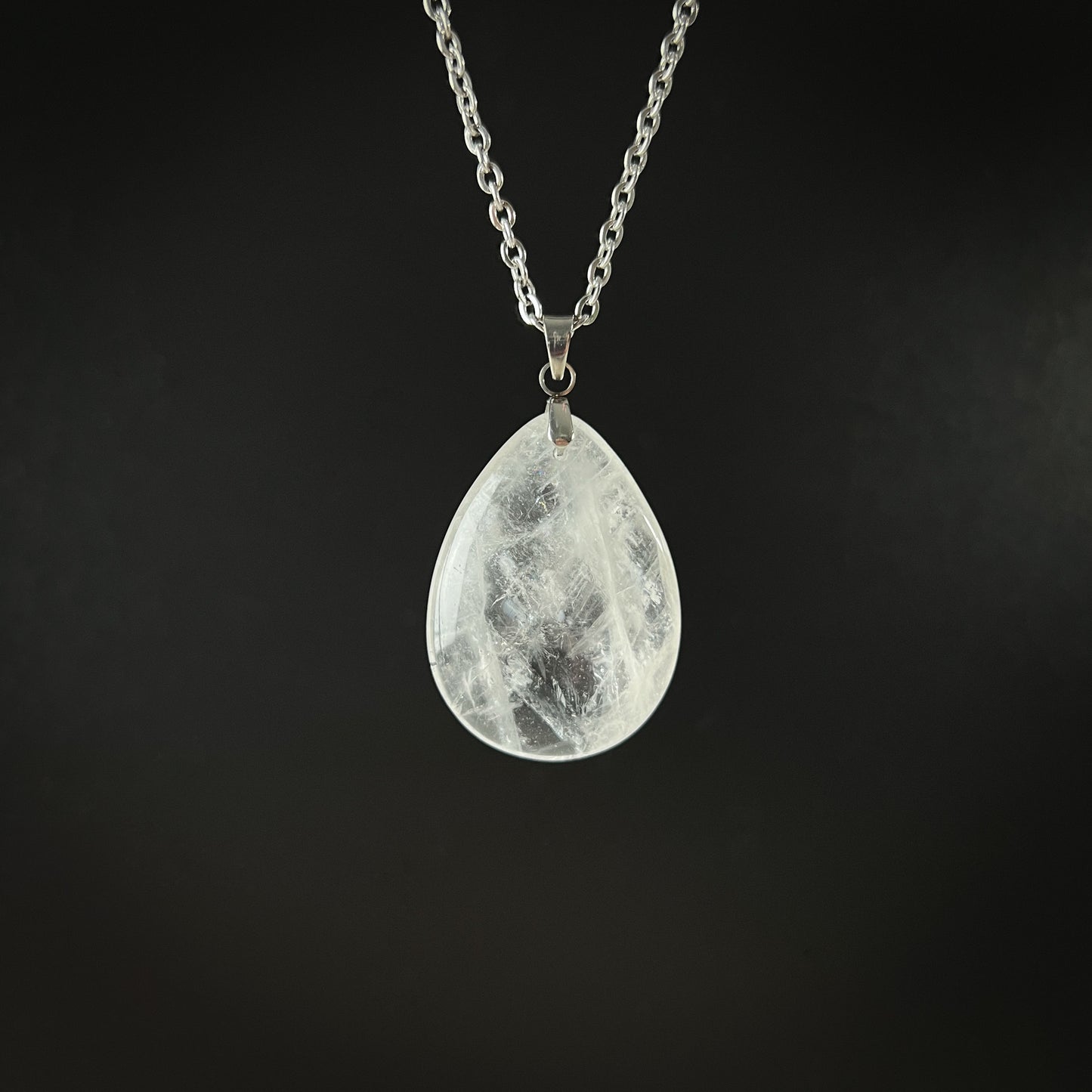 Clear quartz stainless steel pendant necklace Baguette Magick