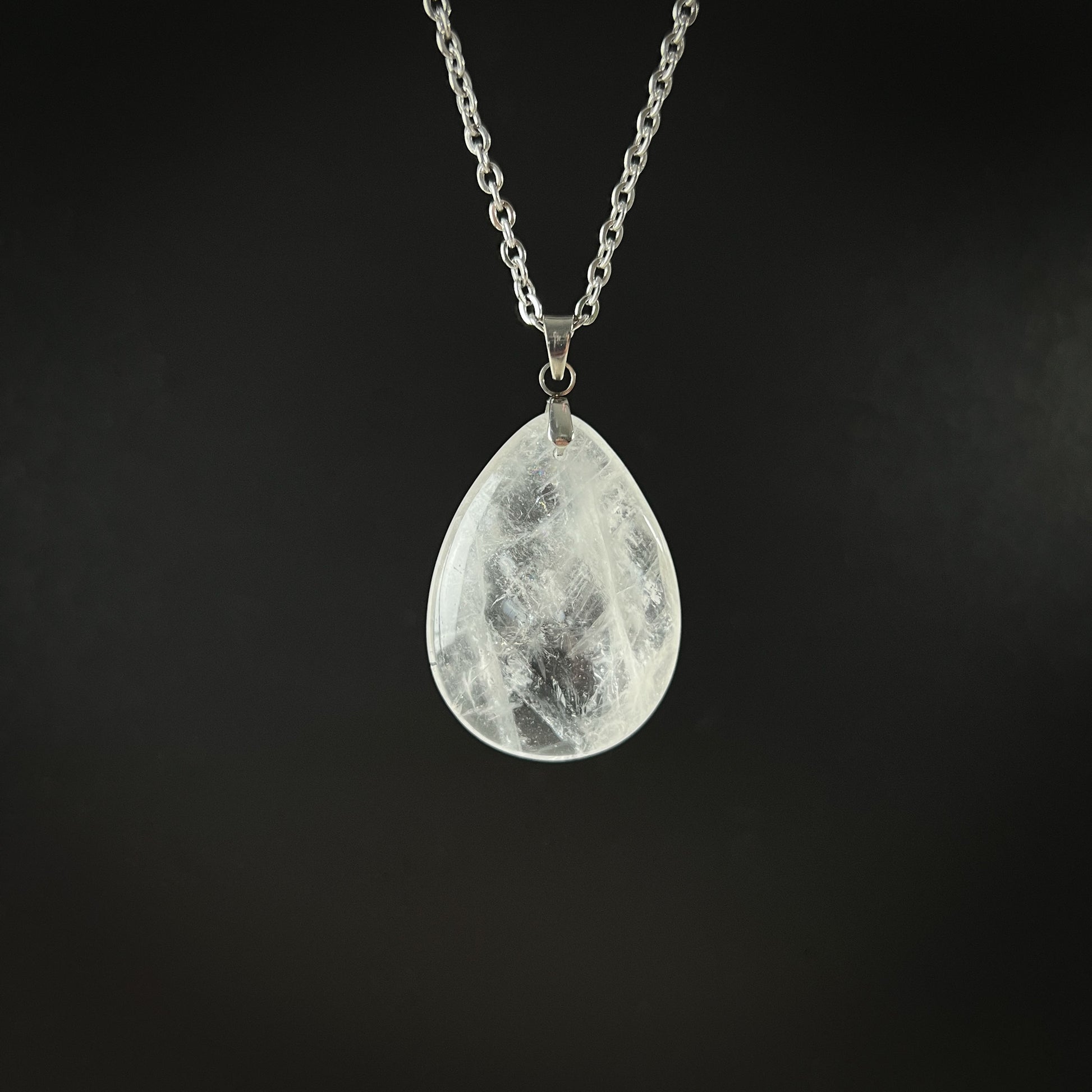 Clear quartz stainless steel pendant necklace Baguette Magick