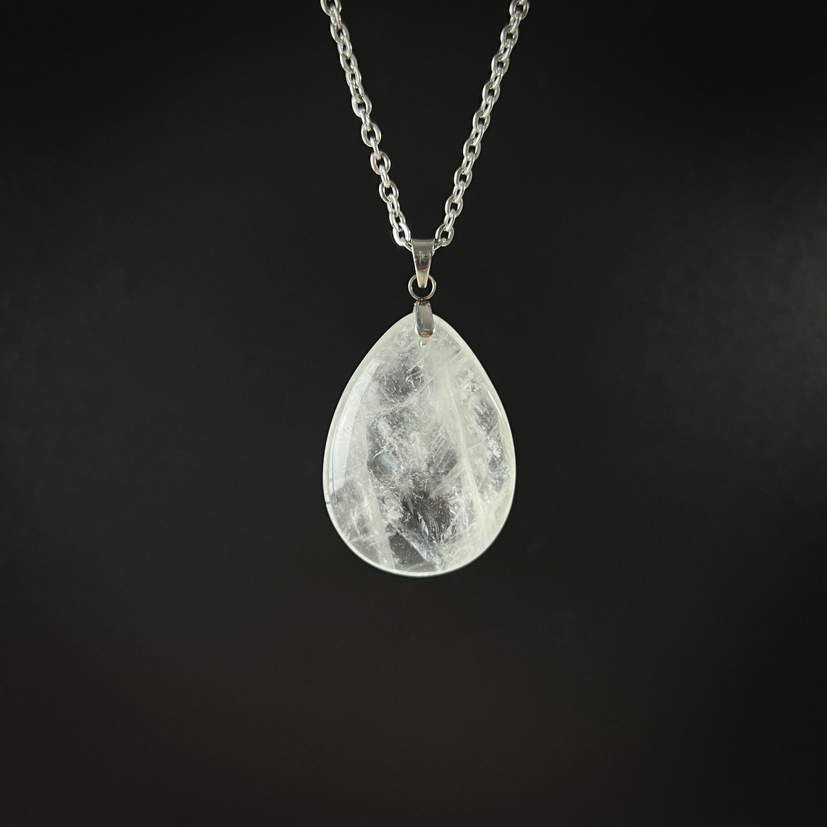 Clear quartz stainless steel pendant necklace Baguette Magick