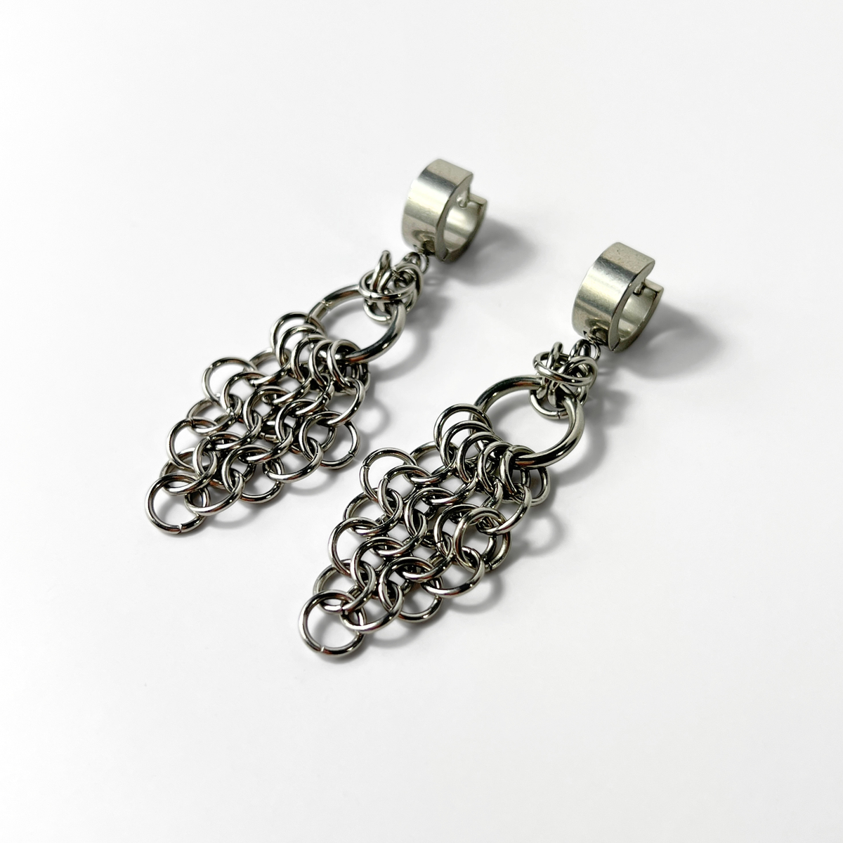 Chainmail earrings, Byzantine and European, stainless steel Baguette Magick