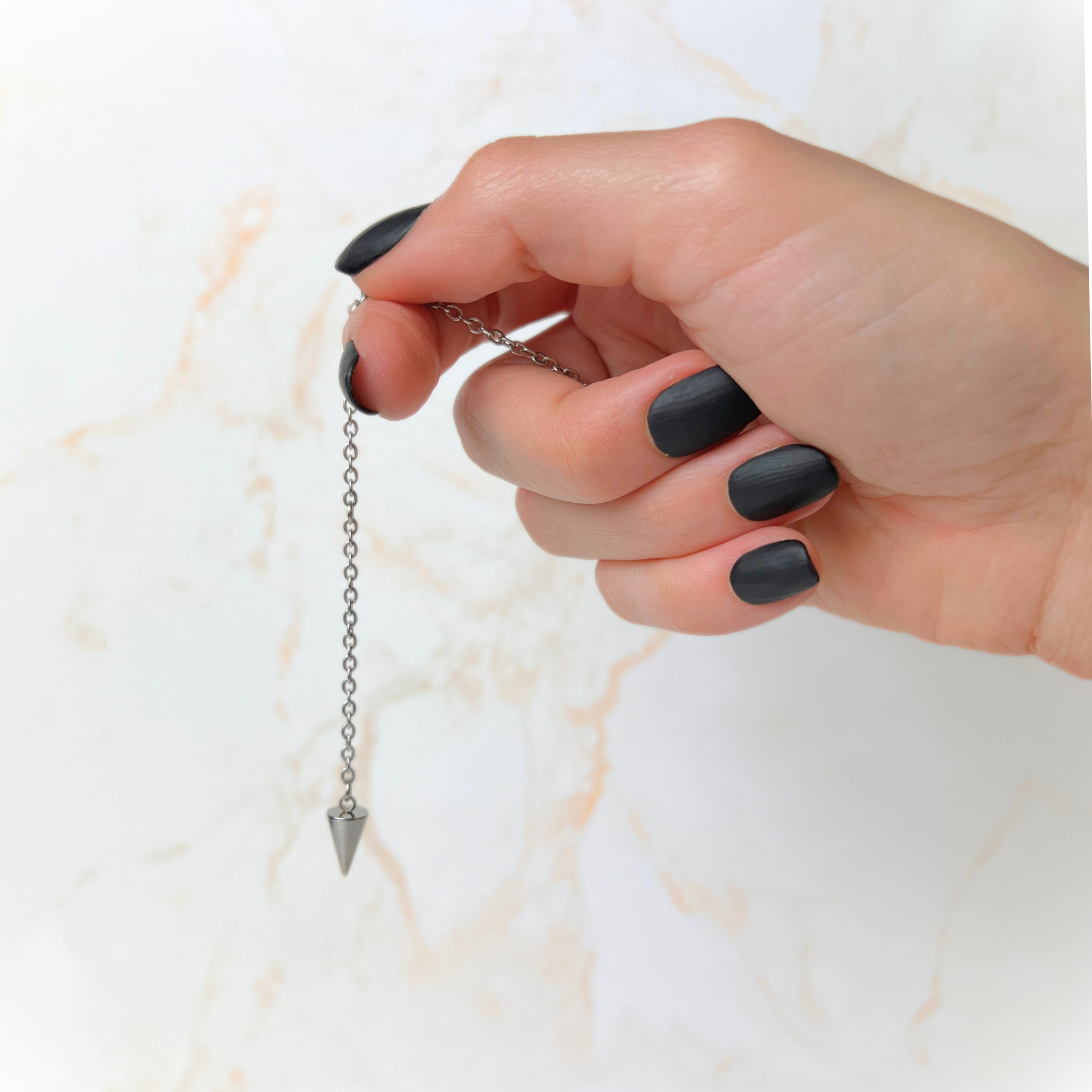 Secret pendulum earrings stainless steel spike and chains Baguette Magick