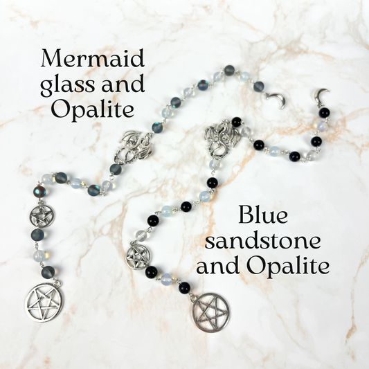 Witch ladder, Opalite, Mermaid glass, Blue sandstone, Dragon, 3, 7, 9 beads