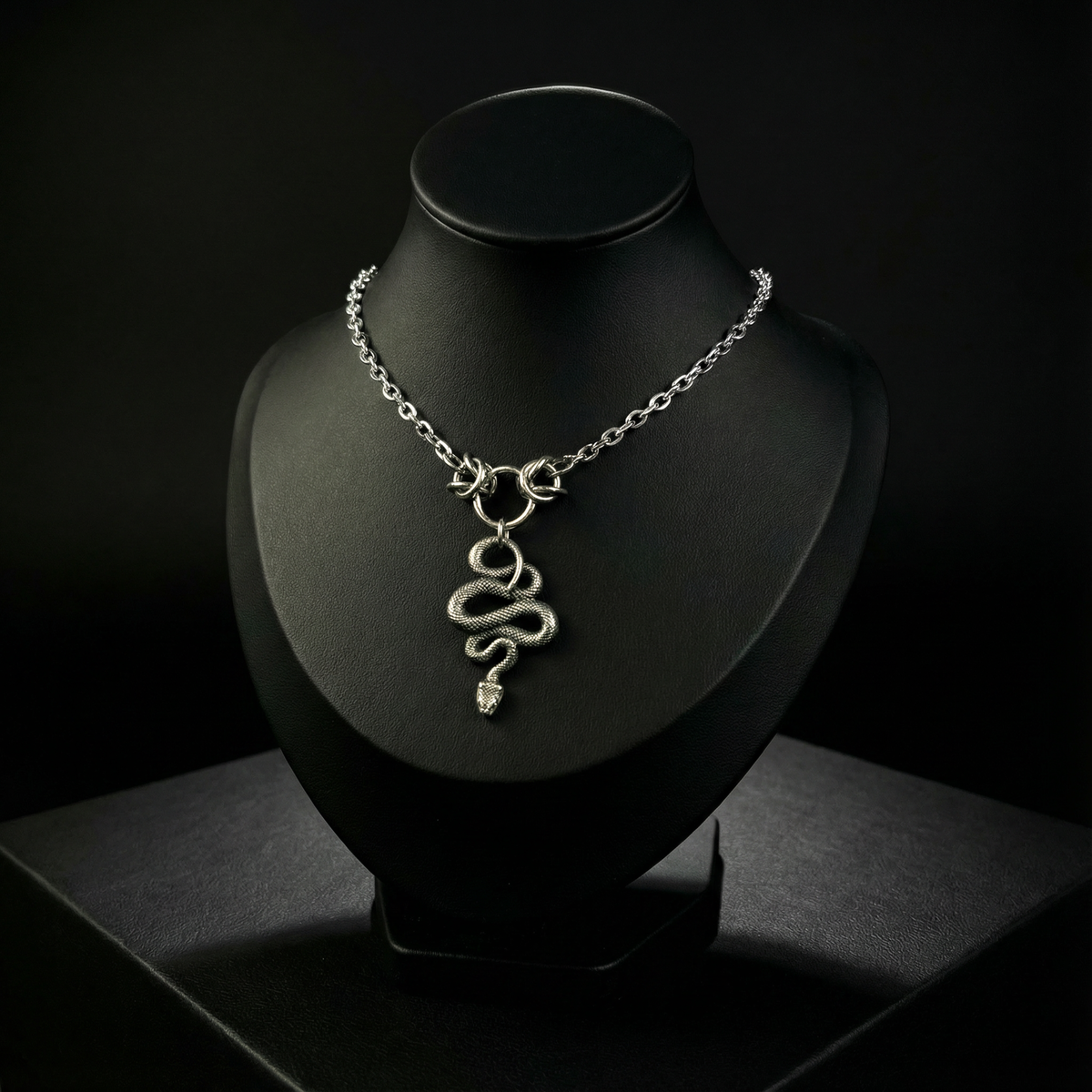 Snake choker necklace with Byzantine accents