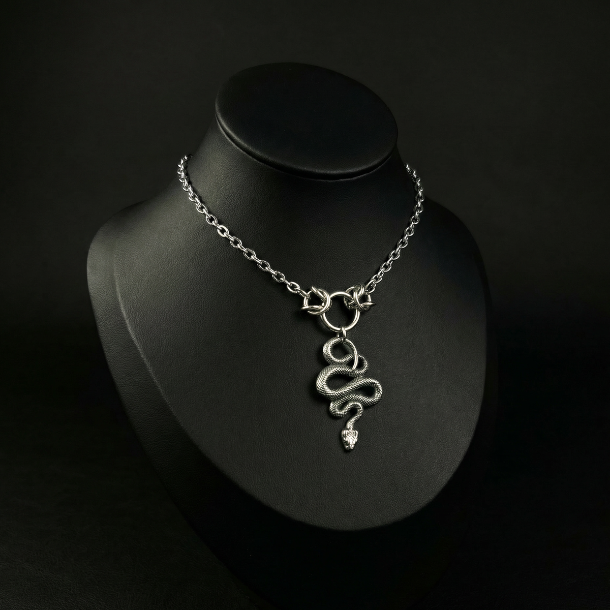 Snake choker necklace with Byzantine accents