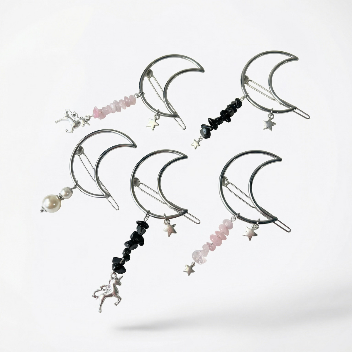 Moon crescent hair clip for gothic, witchy, whimsical hairstyles Baguette Magick