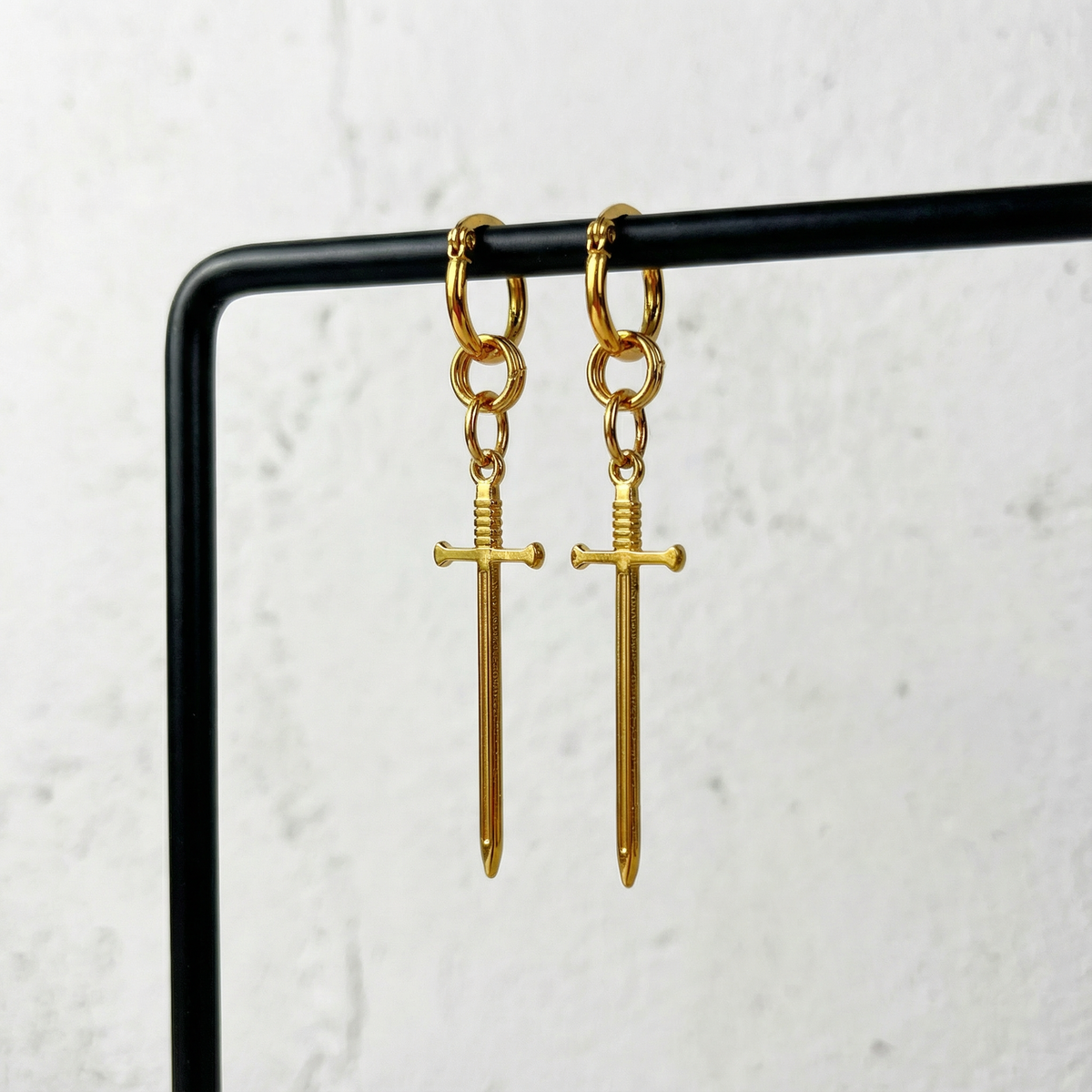 Boucles d'oreilles créoles en or en forme d'épée, bijoux fantaisie