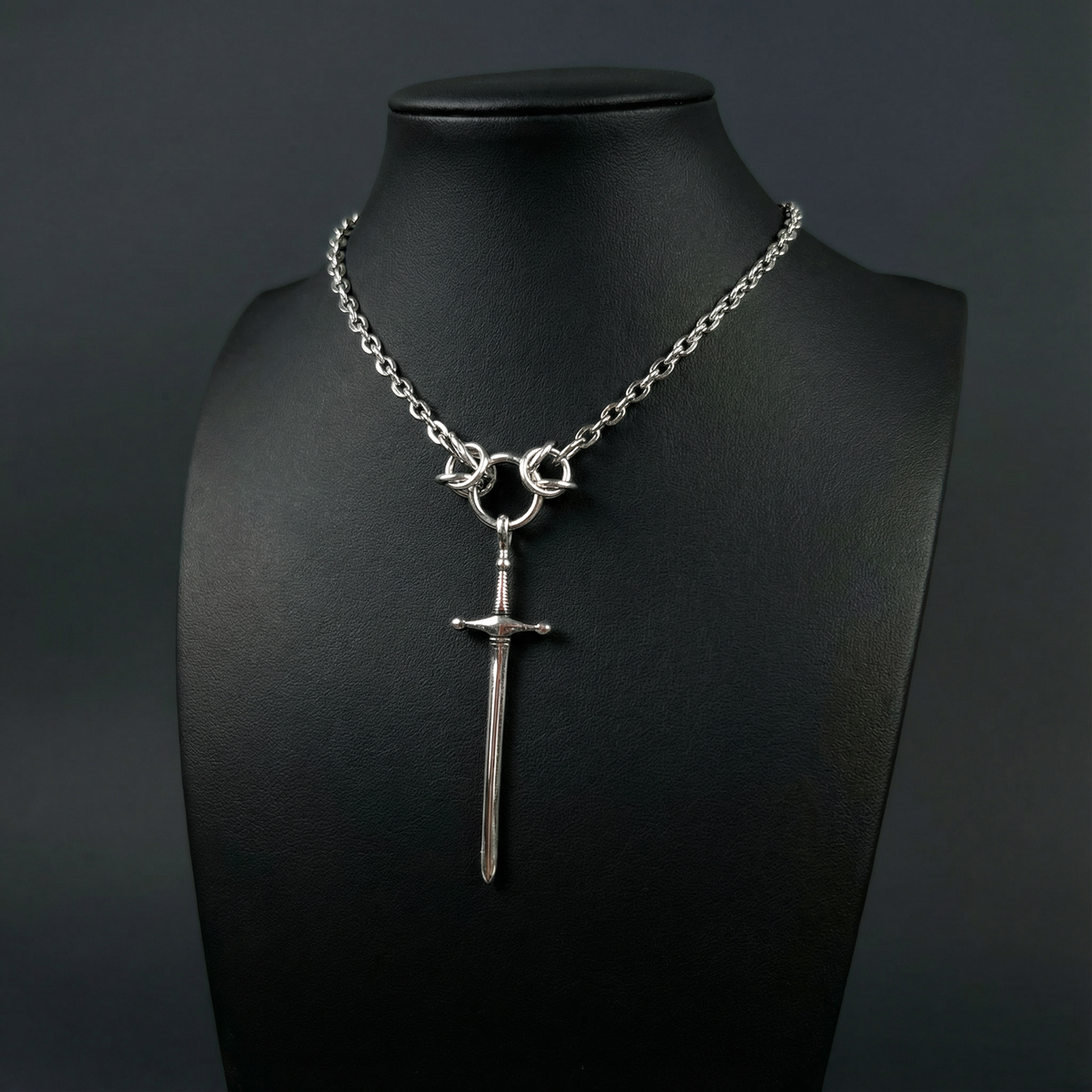 Chunky sword necklace with Byzantine accents