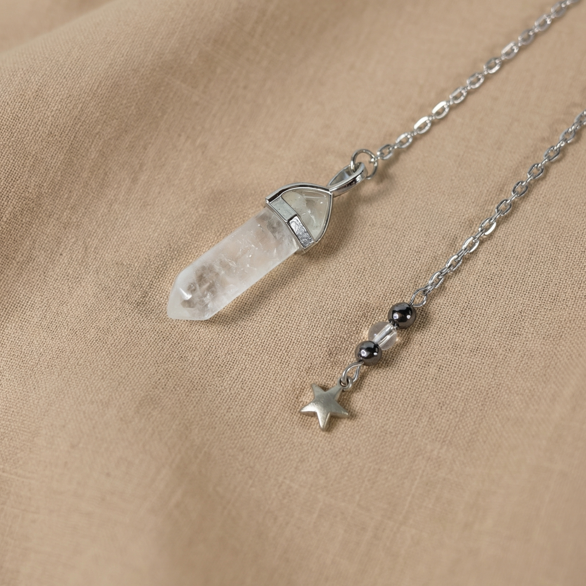 Quartz and hematite star pendulum