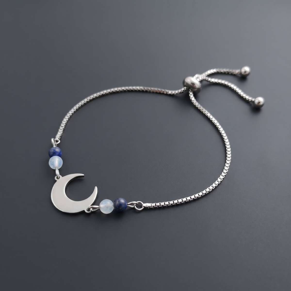 Lapis lazuli, opalite and crescent Moon slider bracelet Baguette Magick