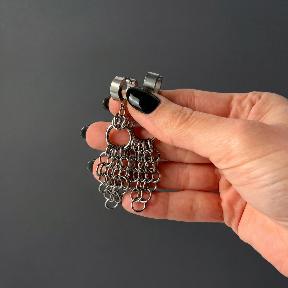 Chainmail earrings, Byzantine and European, stainless steel Baguette Magick