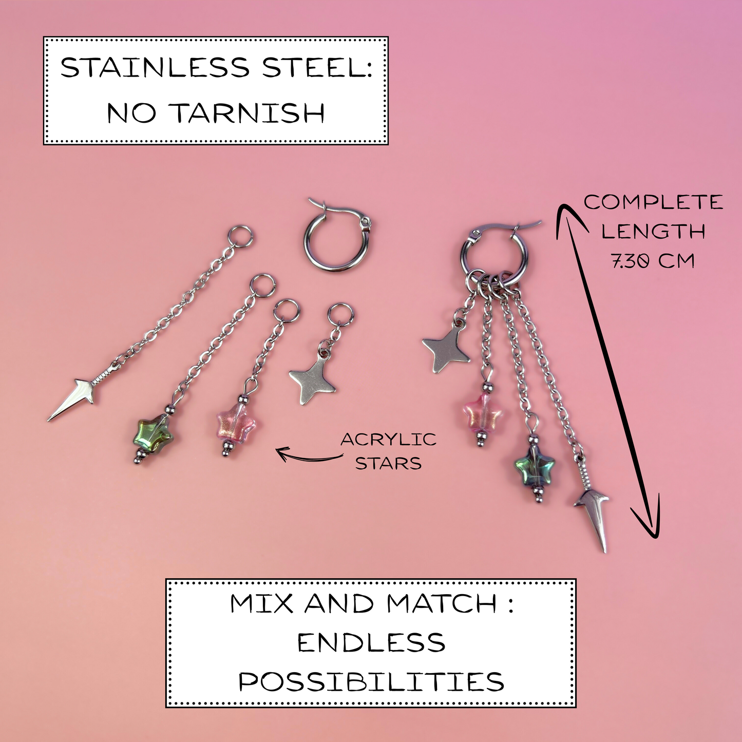 Mix & Match shuriken and kunai hoop earrings Baguette Magick