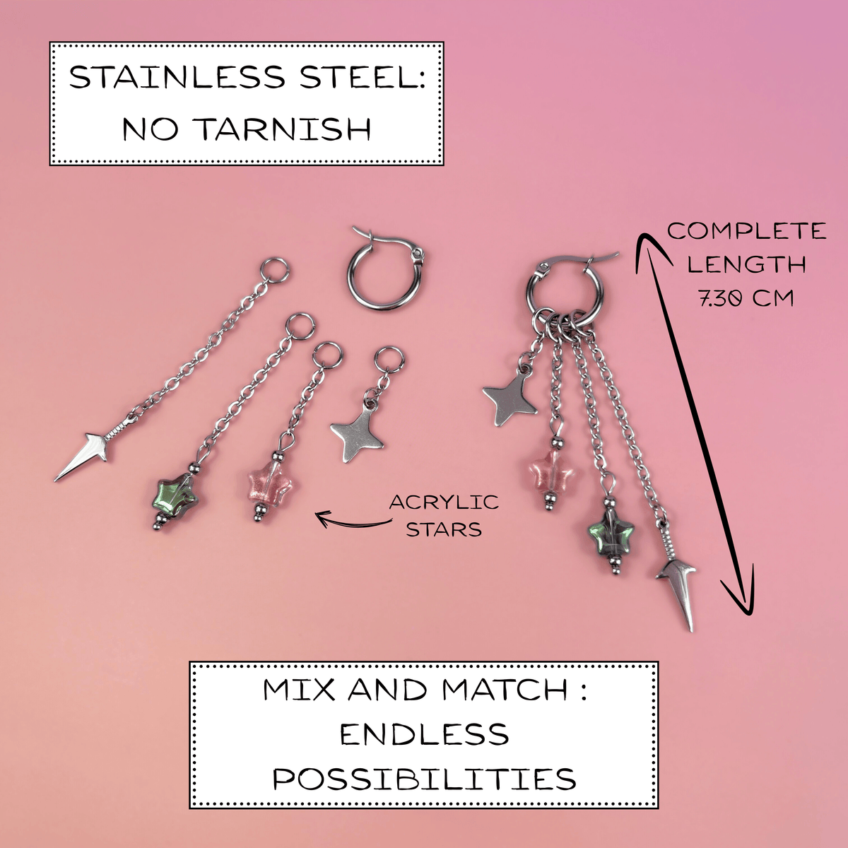 Mix & Match shuriken and kunai hoop earrings Baguette Magick
