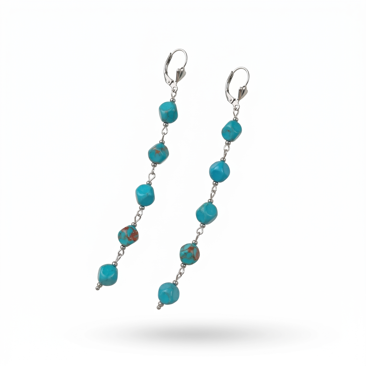 Long dangle & drop turquoise earrings Baguette Magick