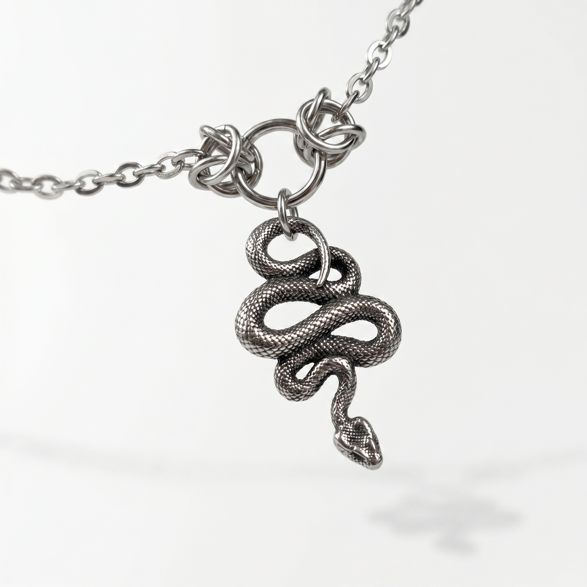 Snake choker necklace with Byzantine accents