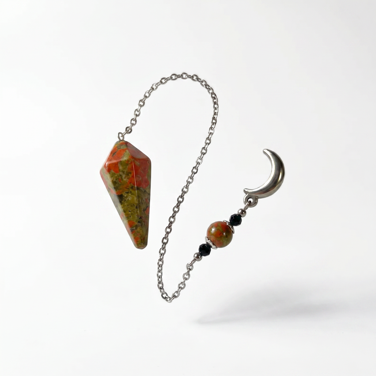 Le pendule mystérieux du clair de lune, Unakite, Onyx