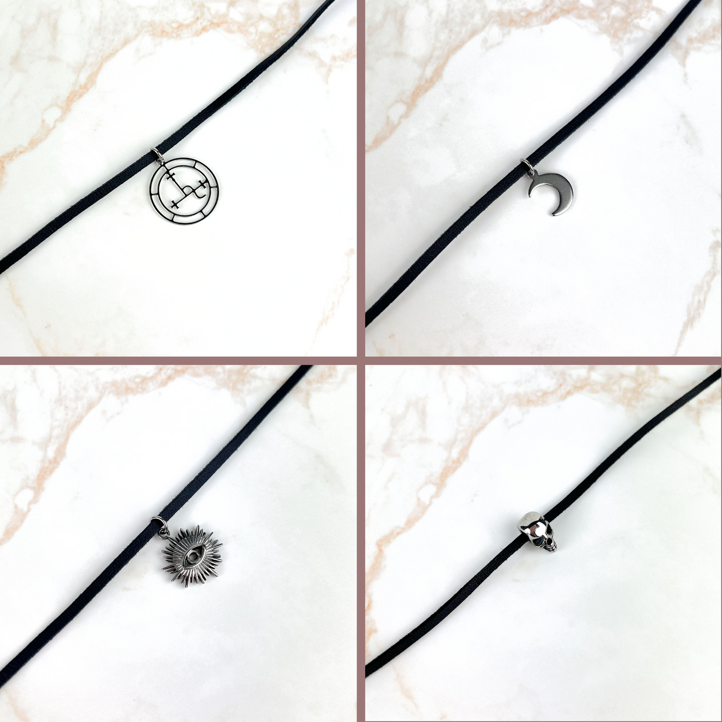 Witch black choker, vegan suede and stainless steel Baguette Magick