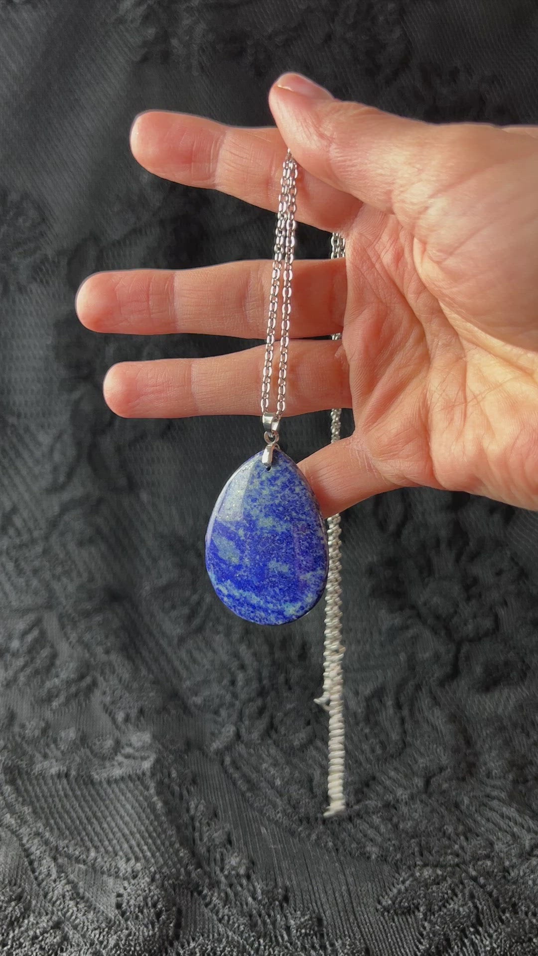 Lapis lazuli pendant necklace stainless steel spiritual jewelry gemstone necklace