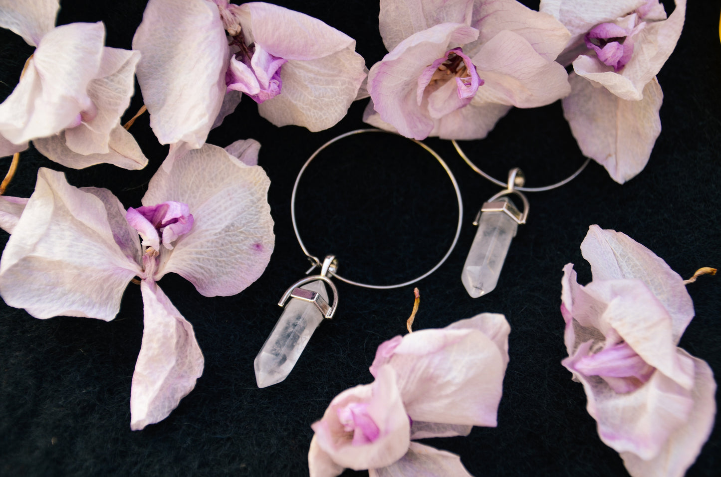 Quartz hoop earrings boho and witchy jewelry Baguette Magick