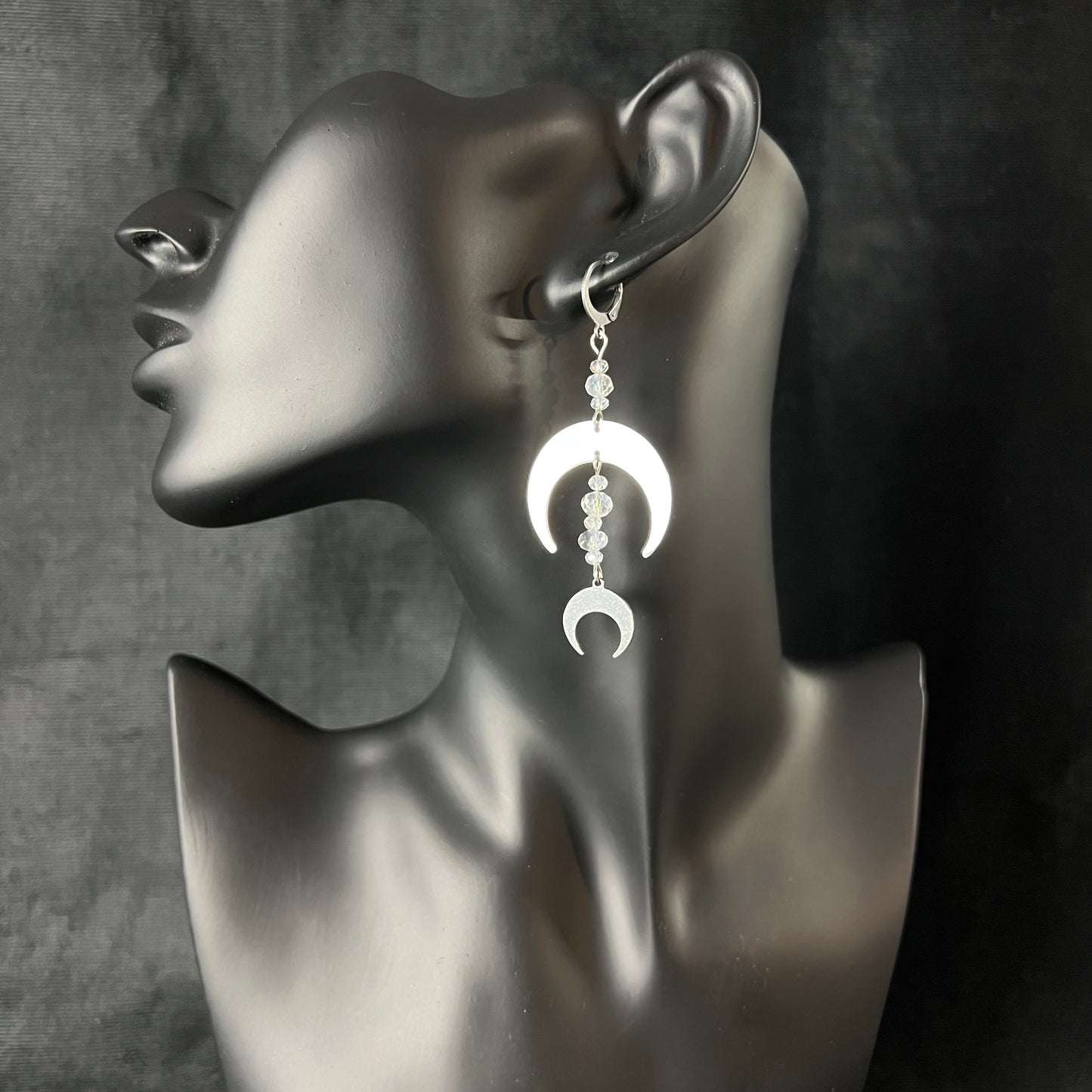 Moon crescents and crystals earrings made of stainless steel Baguette Magick