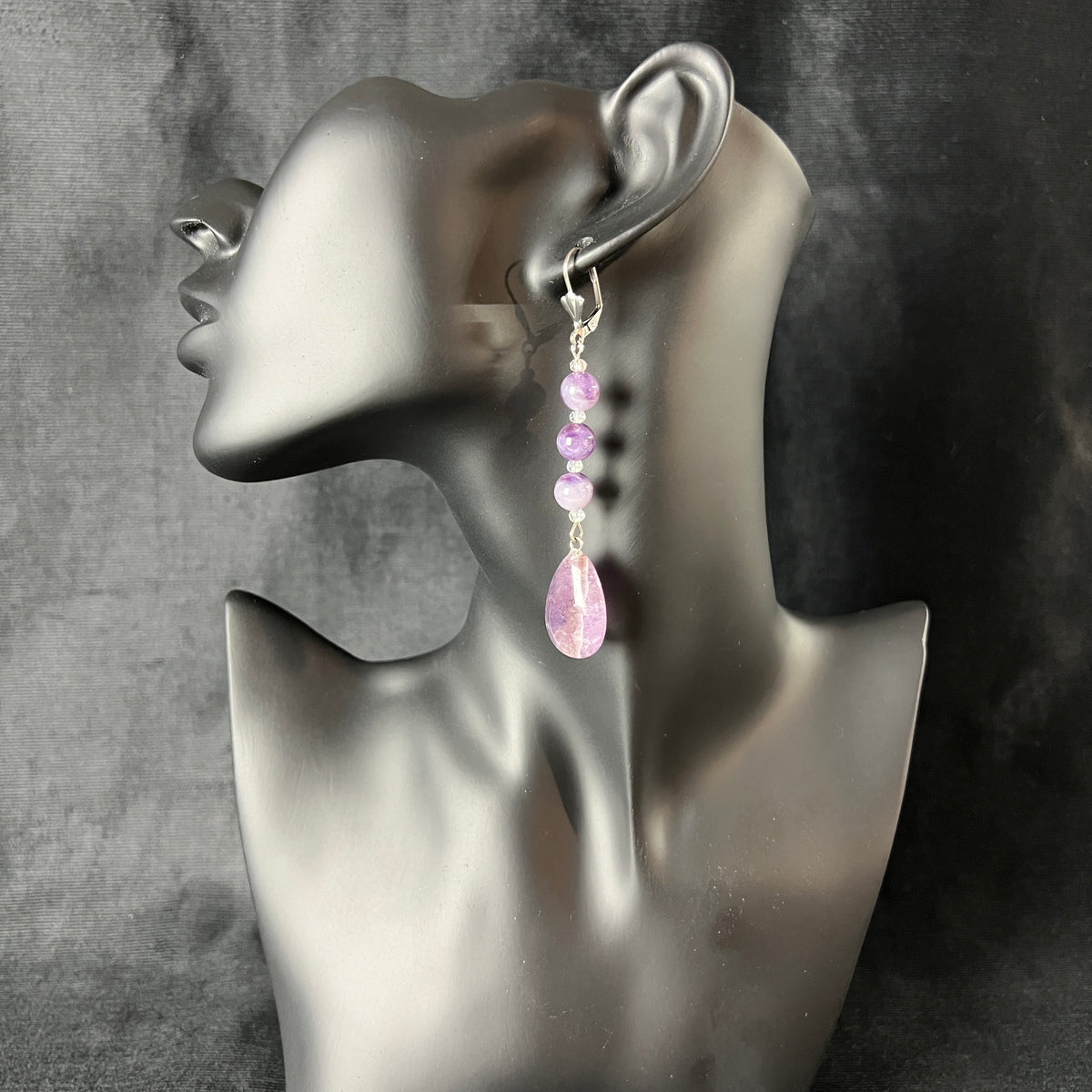 Amethyst beaded art deco earrings Baguette Magick