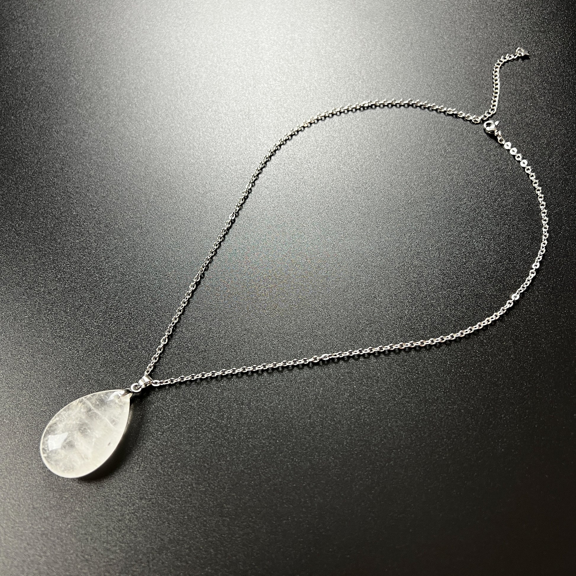 Clear quartz stainless steel pendant necklace Baguette Magick