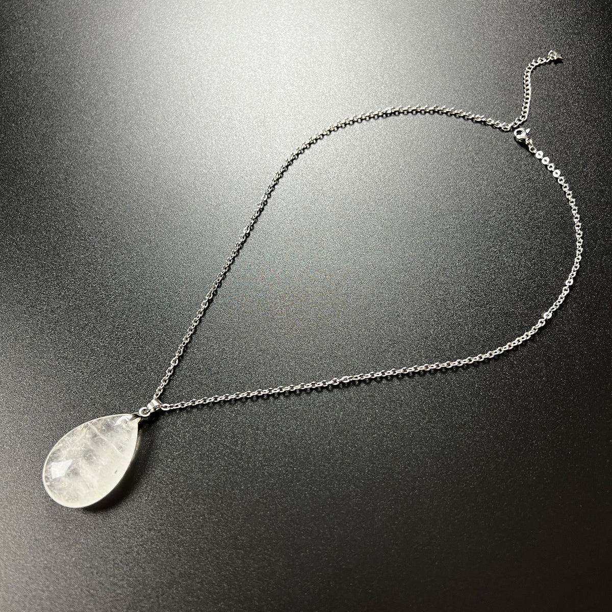 Clear quartz stainless steel pendant necklace Baguette Magick