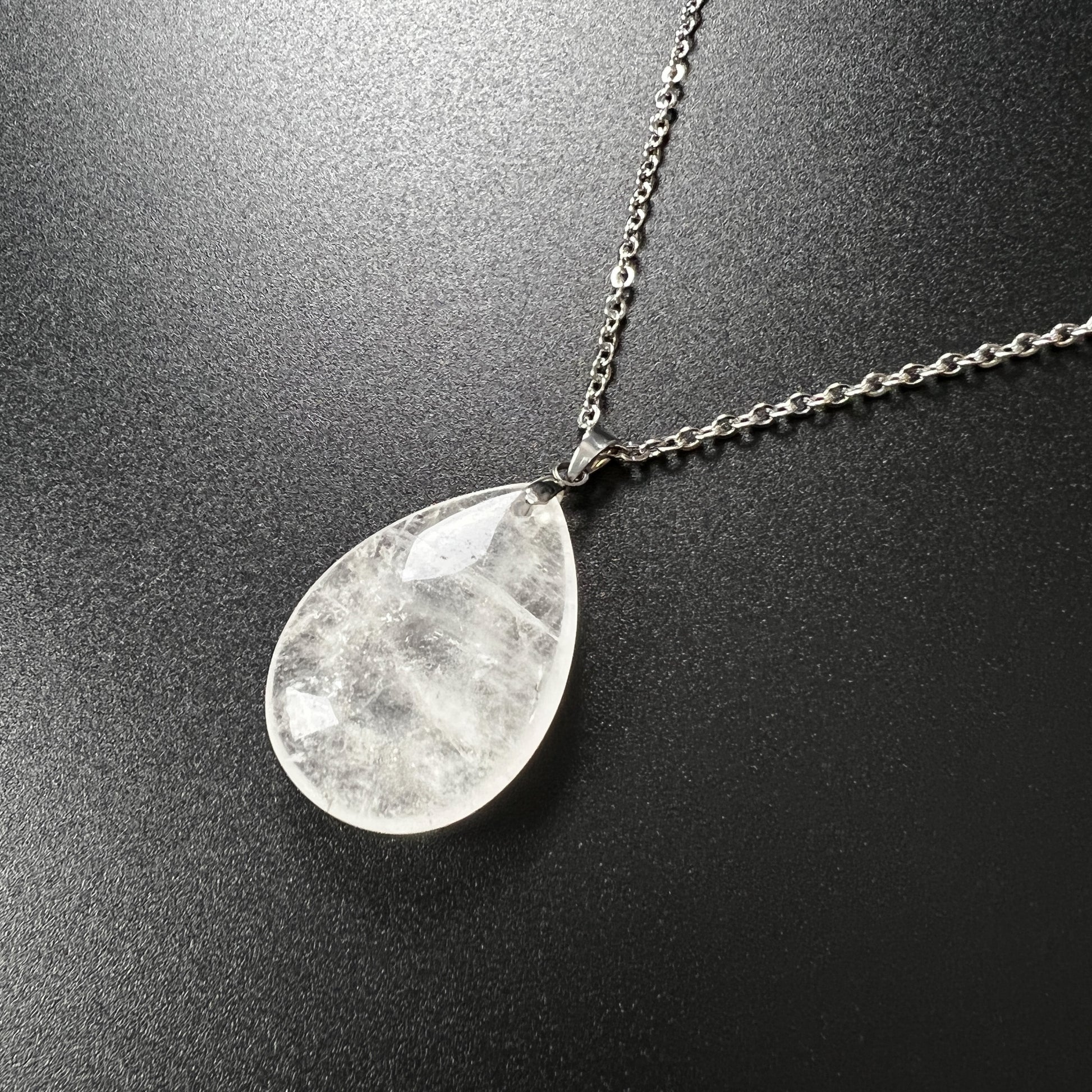 Clear quartz stainless steel pendant necklace Baguette Magick