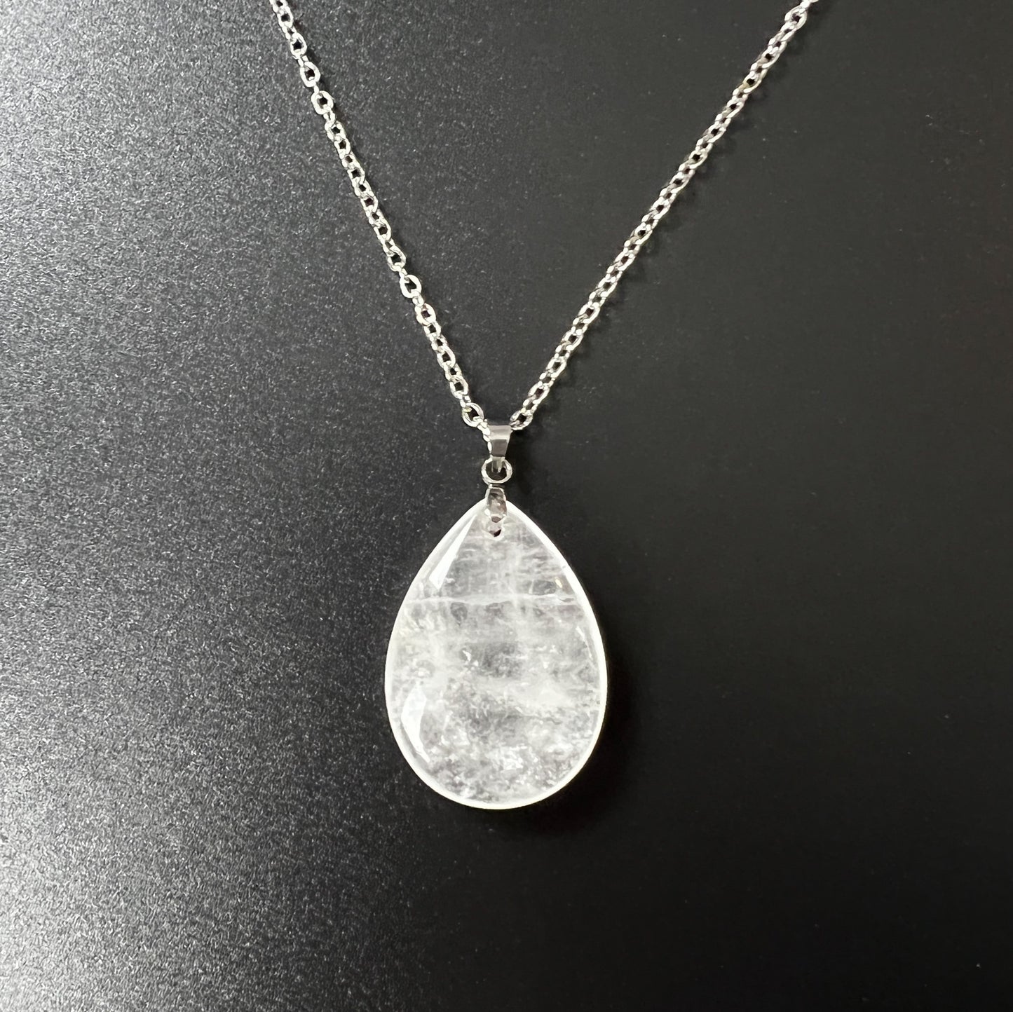 Clear quartz stainless steel pendant necklace Baguette Magick