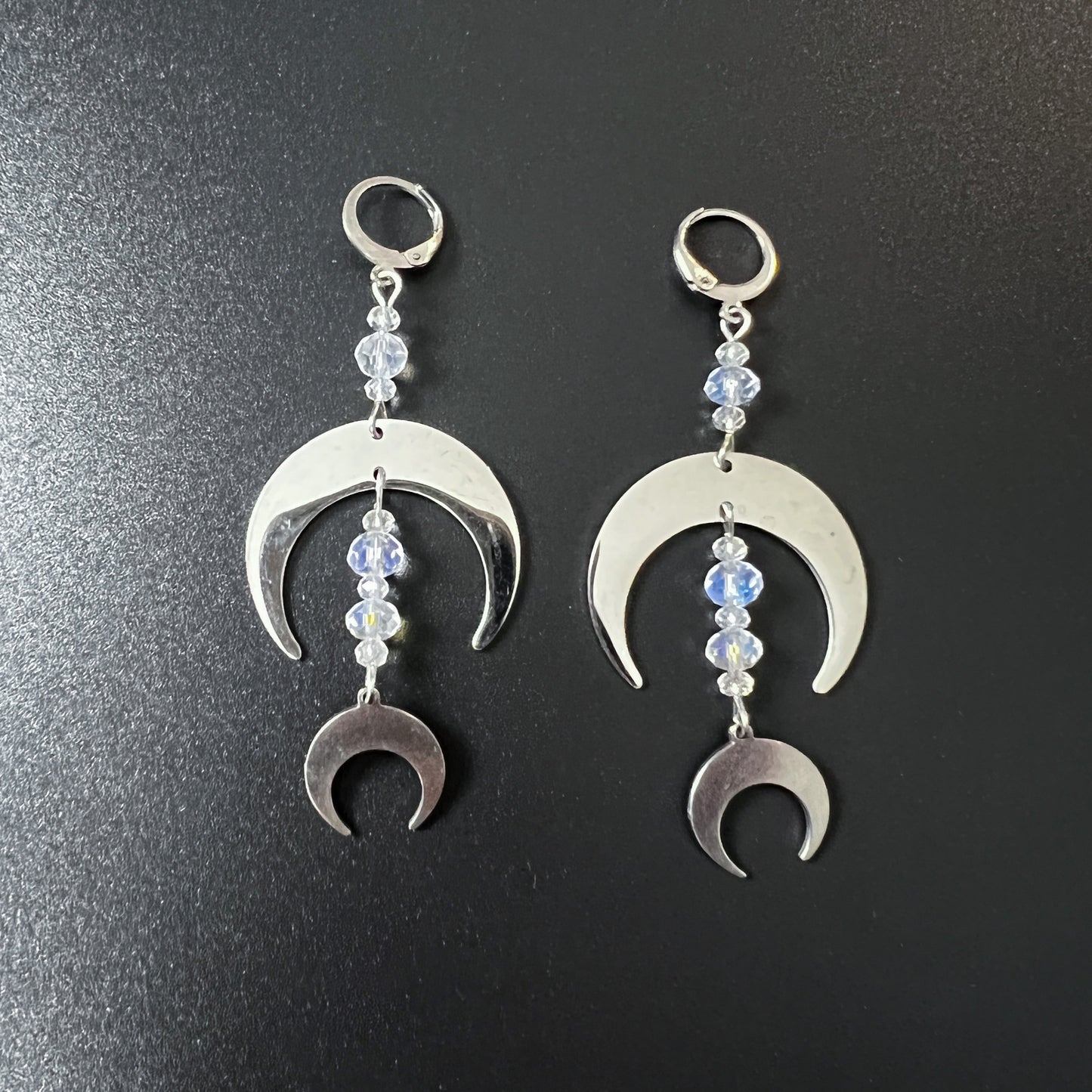 Moon crescents and crystals earrings made of stainless steel Baguette Magick
