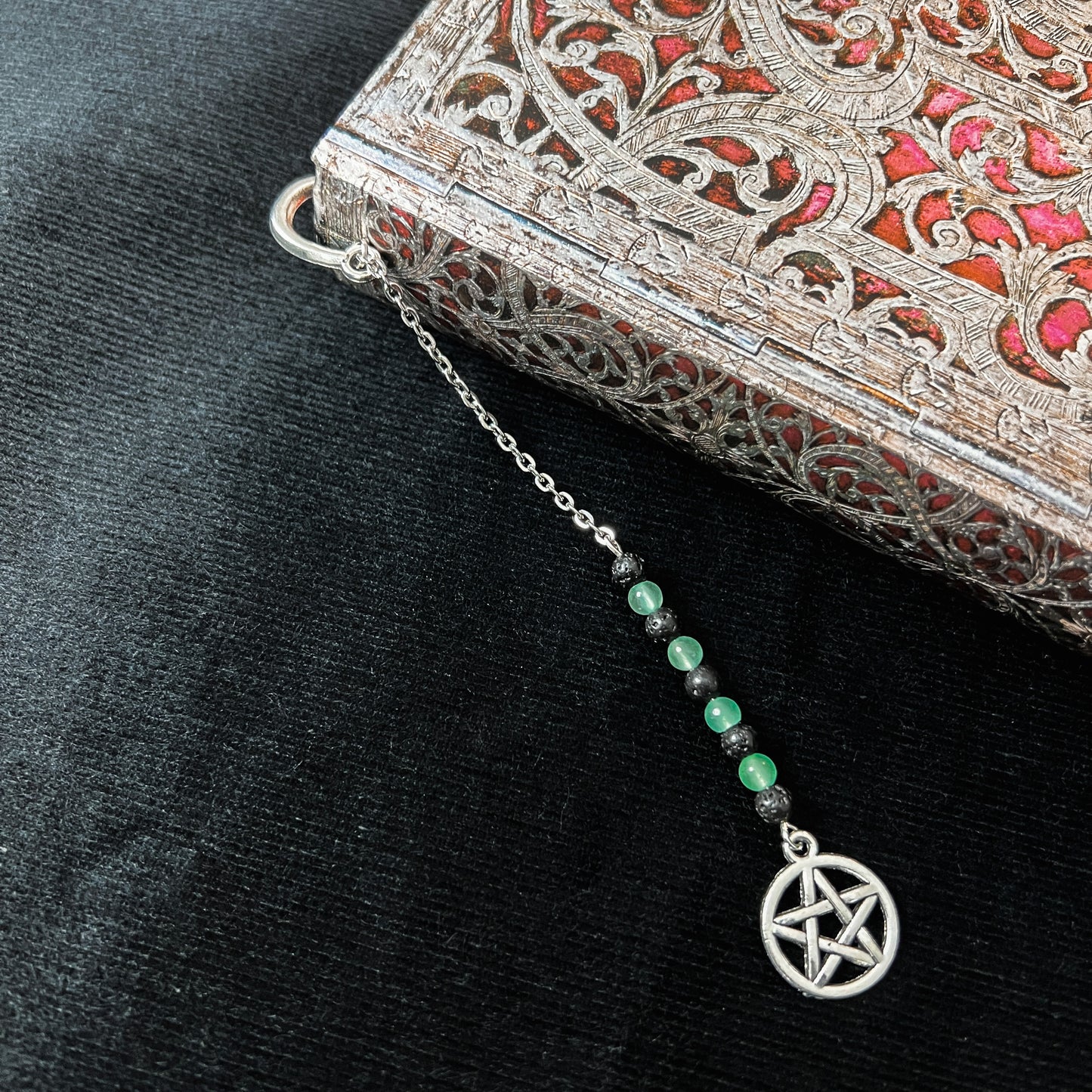 Big bookmark for your grimoire, book, journal, with gemstones and charms Baguette Magick