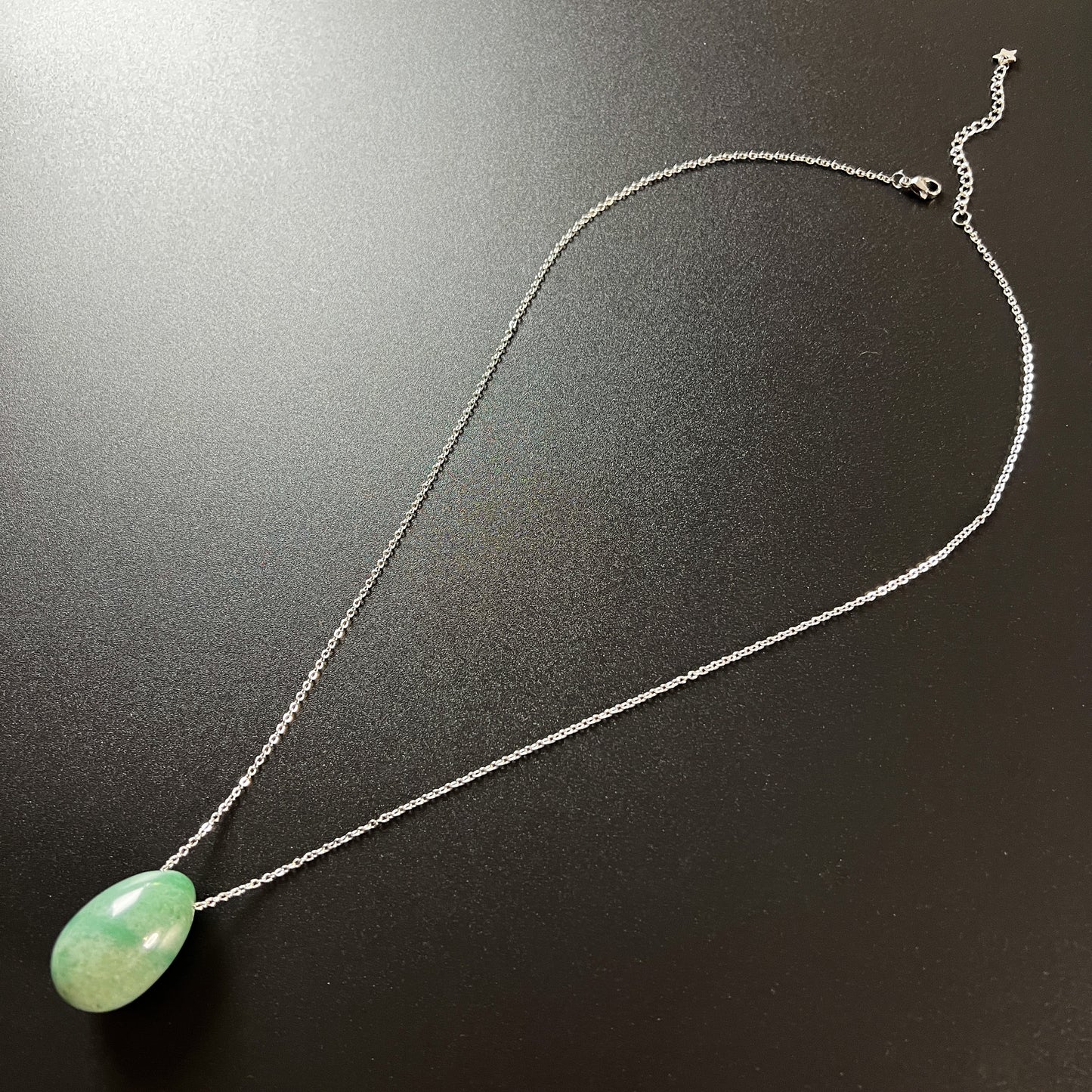 Aventurine gemstone egg and stainless steel necklace Baguette Magick