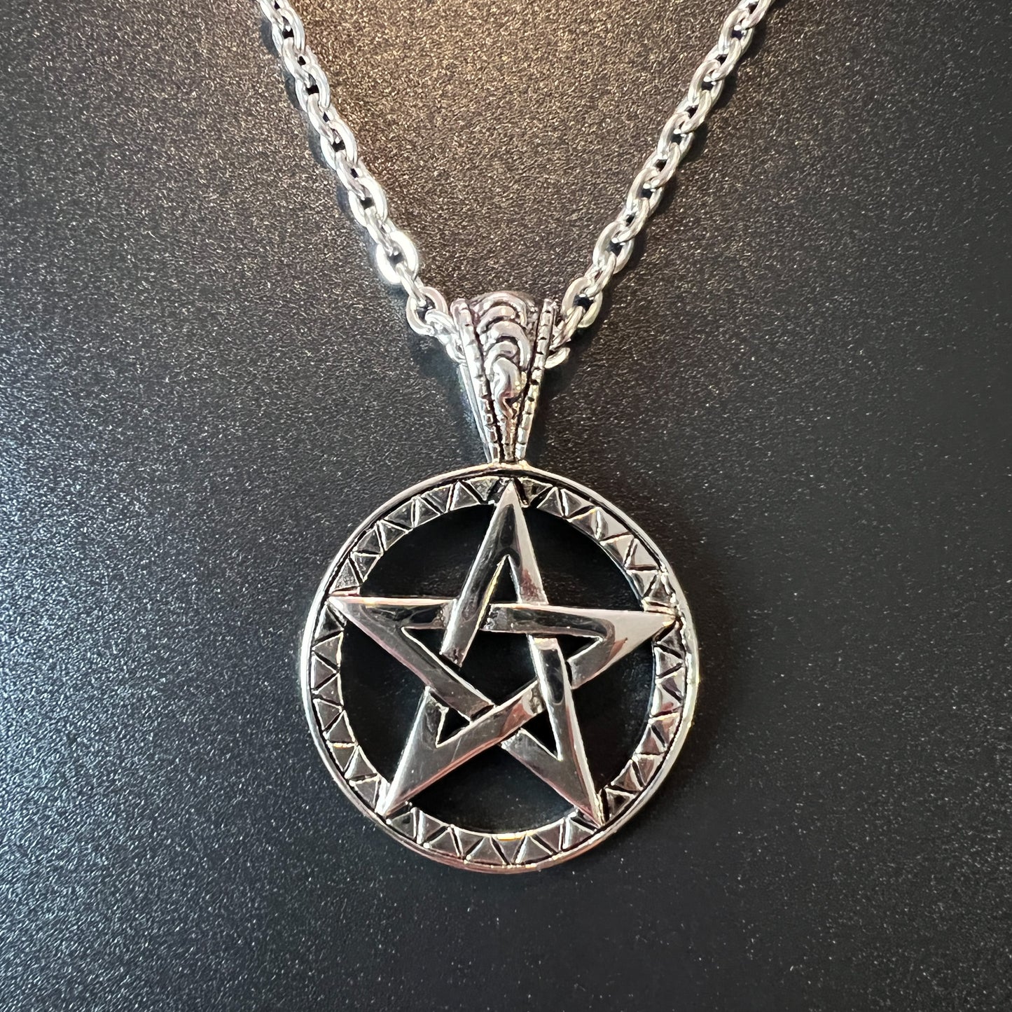 Stainless steel pentacle witch necklace Baguette Magick