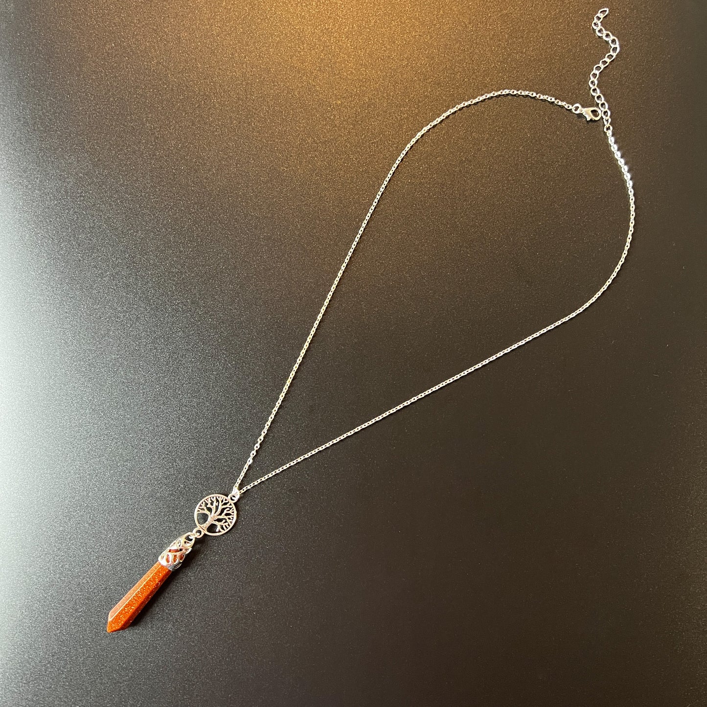 Goldstone and tree of life divination necklace Baguette Magick