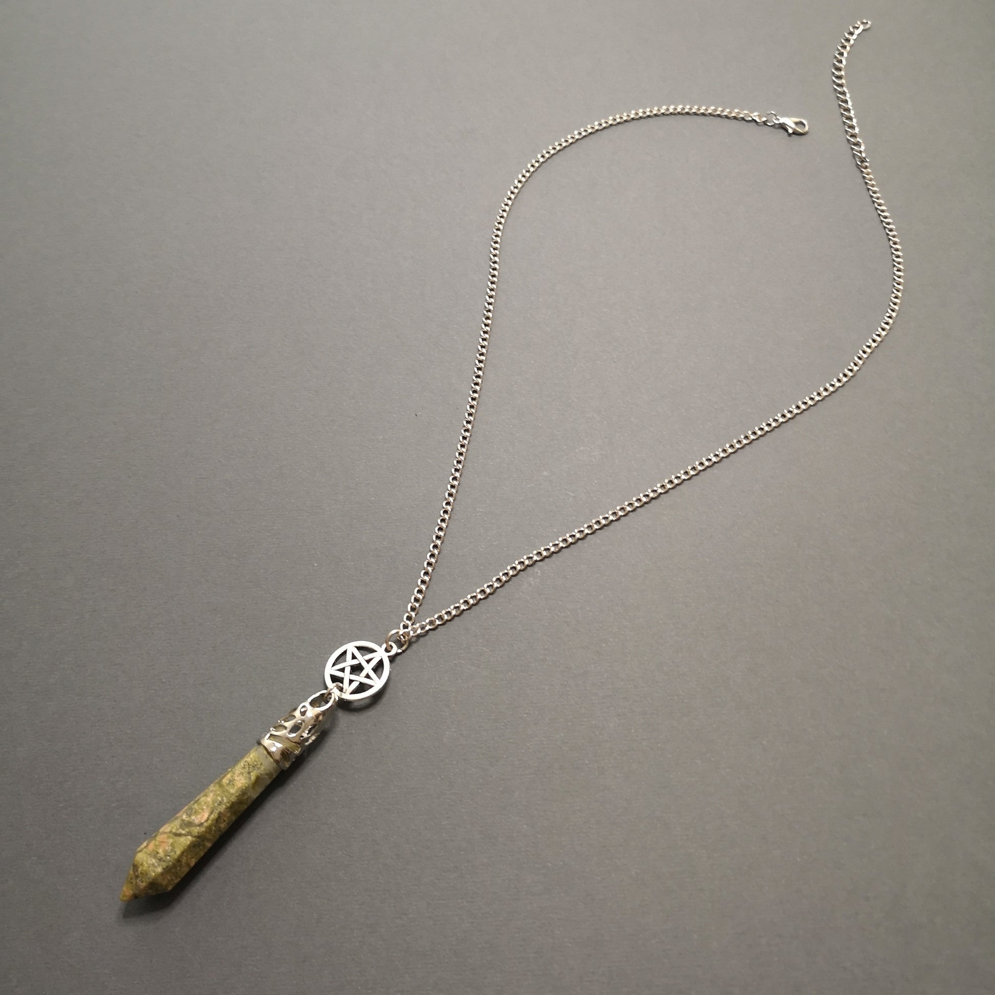 Unakite and pentacle pendulum necklace Baguette Magick