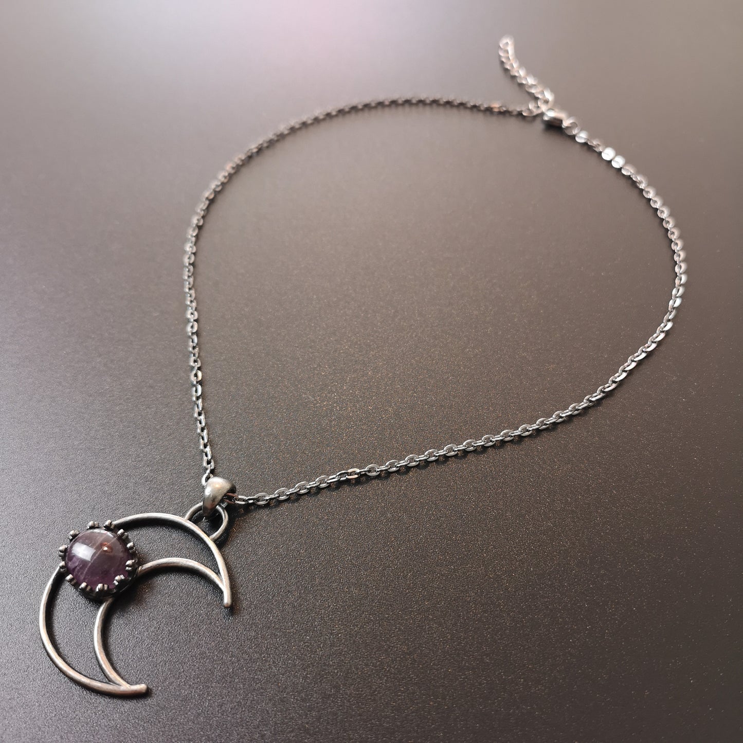 Crescent moon amethyst witchy choker necklace Baguette Magick
