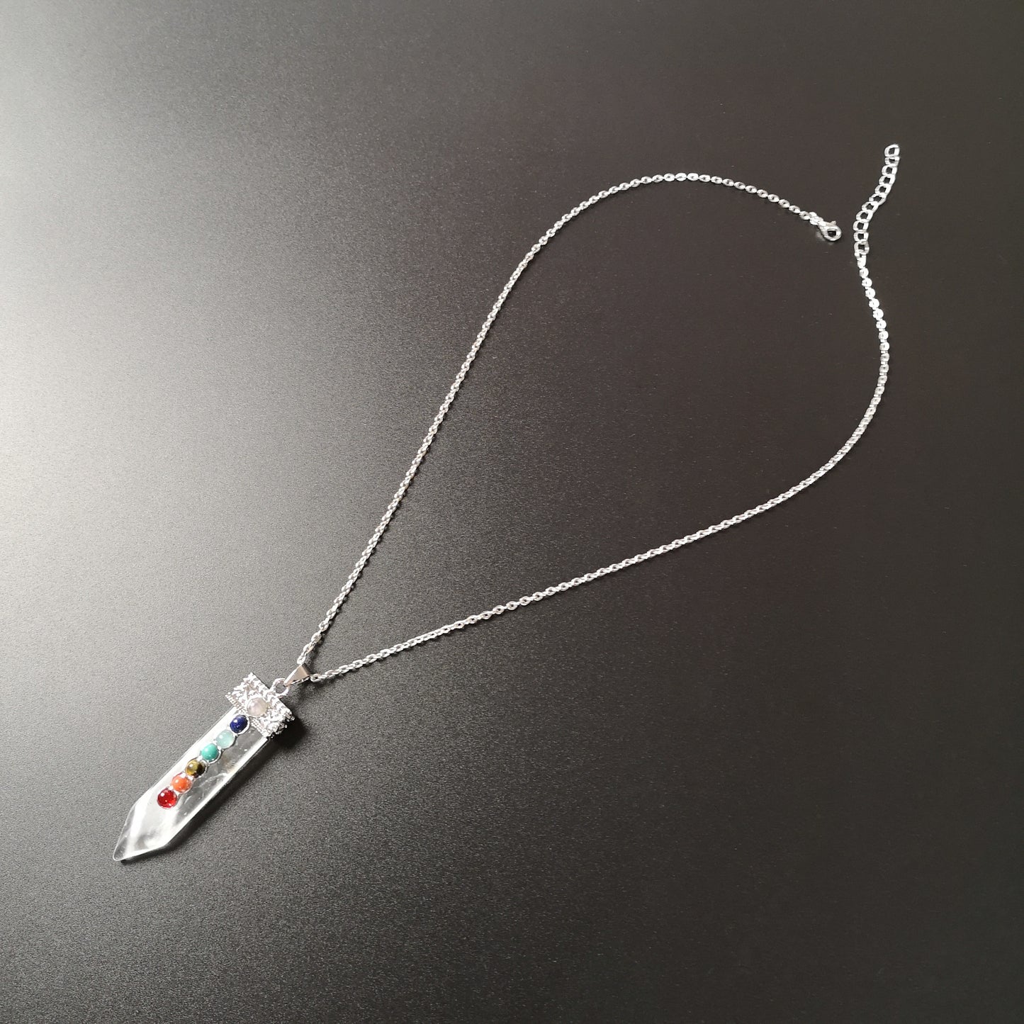 7 chakras quartz spiritual necklace Baguette Magick