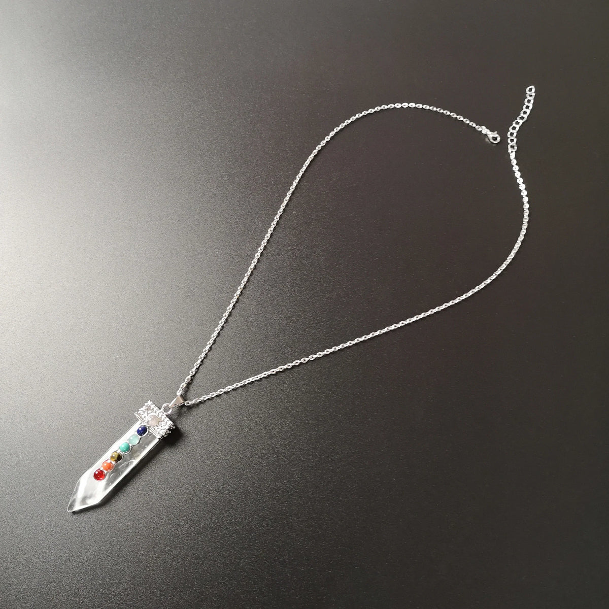 7 chakras quartz spiritual necklace Baguette Magick