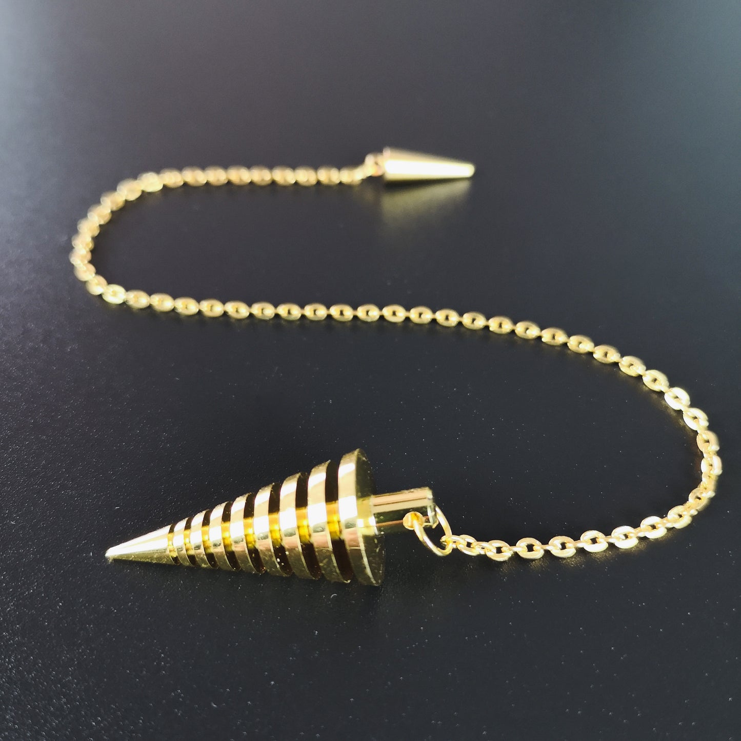 9 rings coils golden metal dowsing divination pendulum Baguette Magick