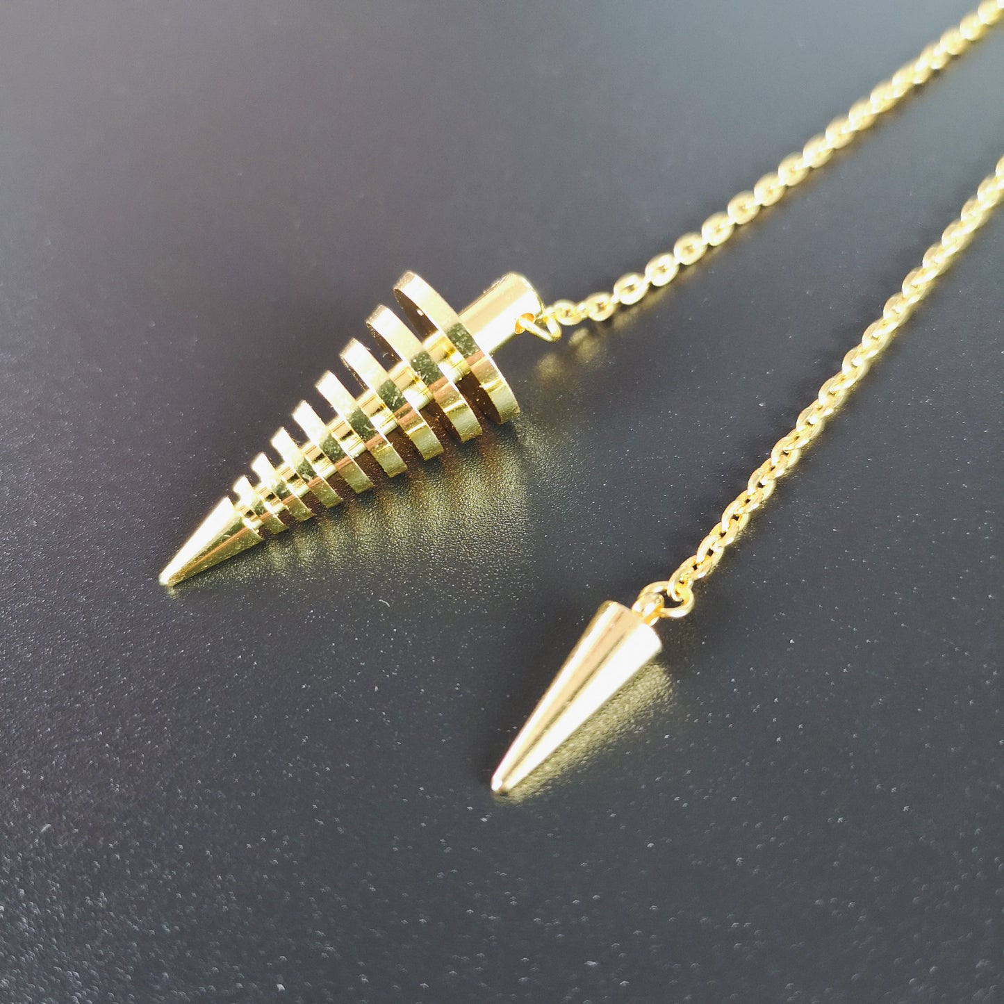 9 rings coils golden metal dowsing divination pendulum Baguette Magick