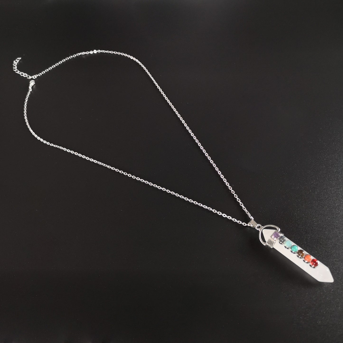 7 chakras quartz necklace Baguette Magick