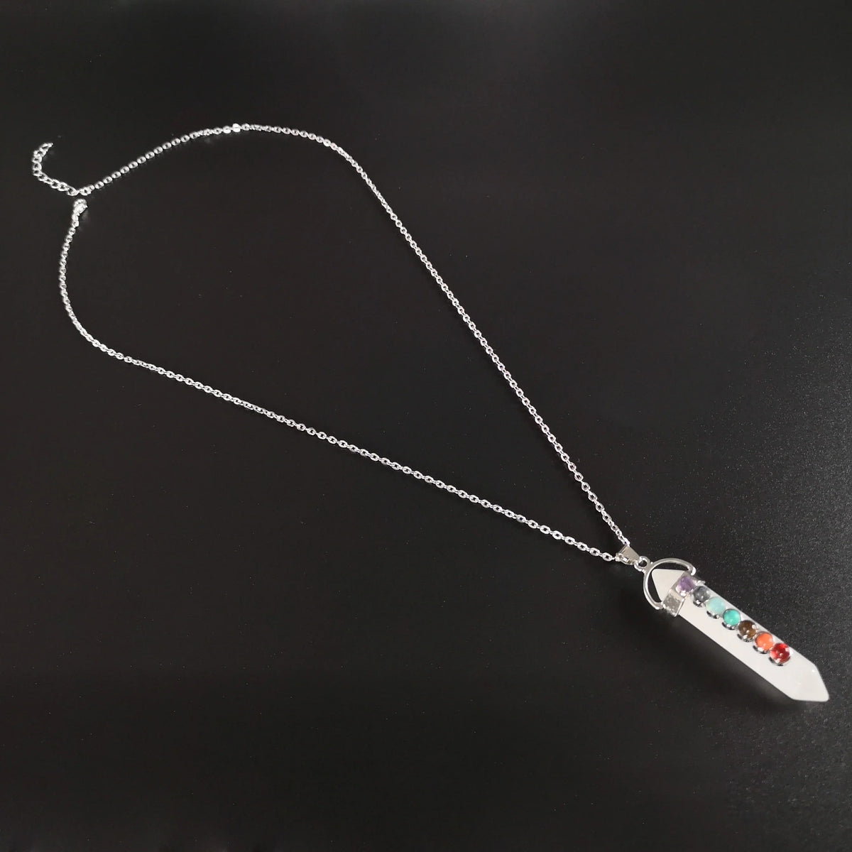 7 chakras quartz necklace Baguette Magick