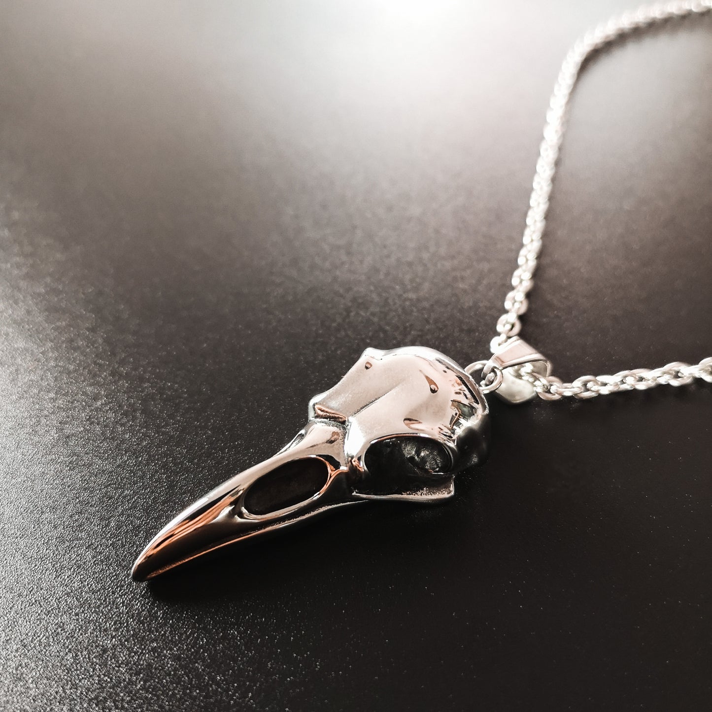 Stainless steel big bird skull gothic necklace Baguette Magick