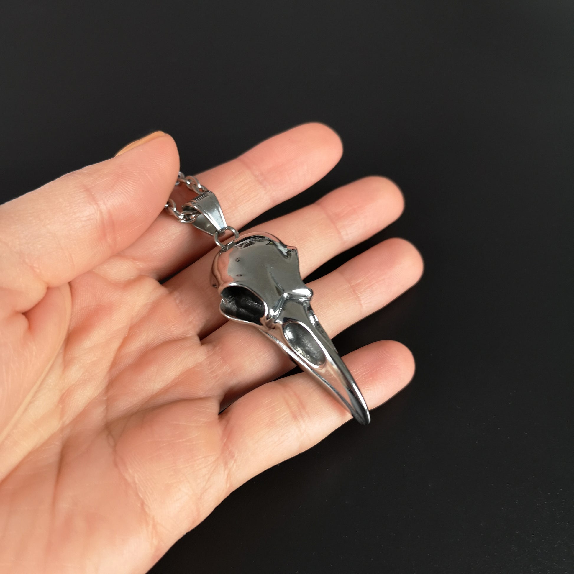 Stainless steel big bird skull gothic necklace Baguette Magick