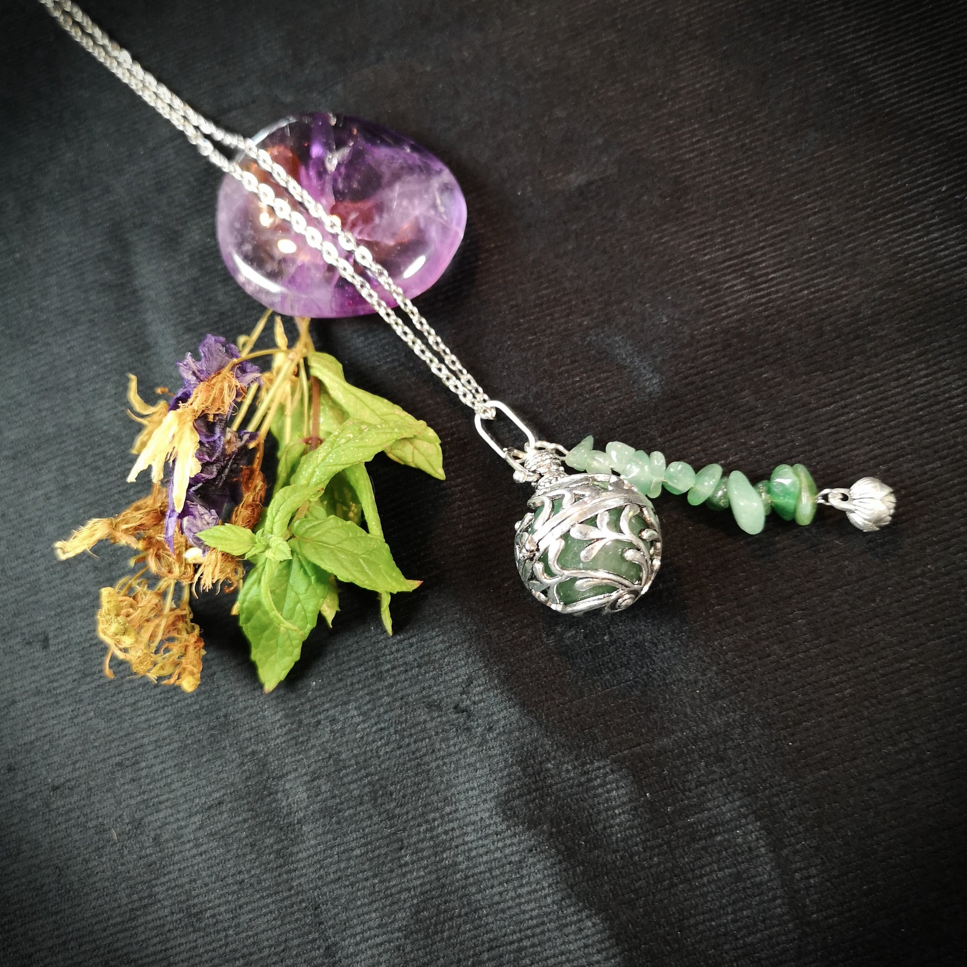 Aventurine locket necklace Baguette Magick