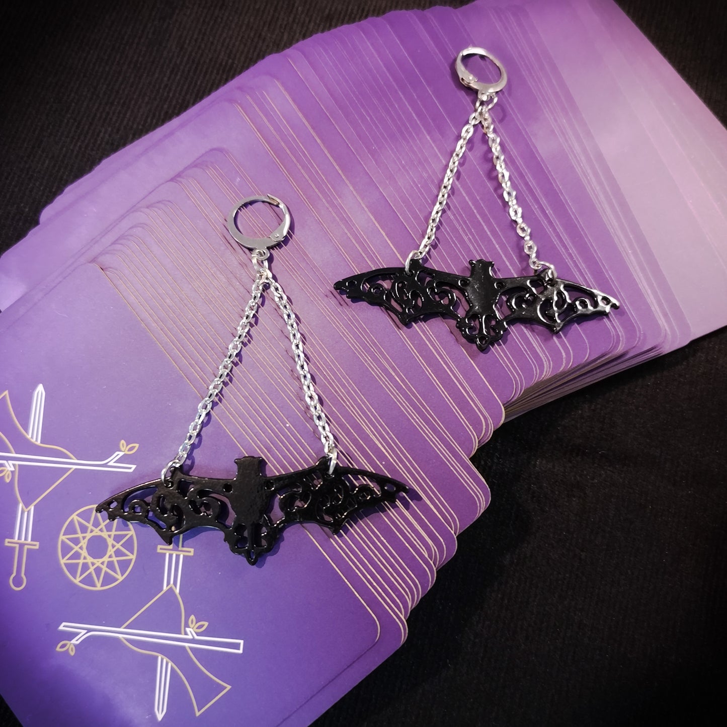 Black bats Halloween earrings Baguette Magick