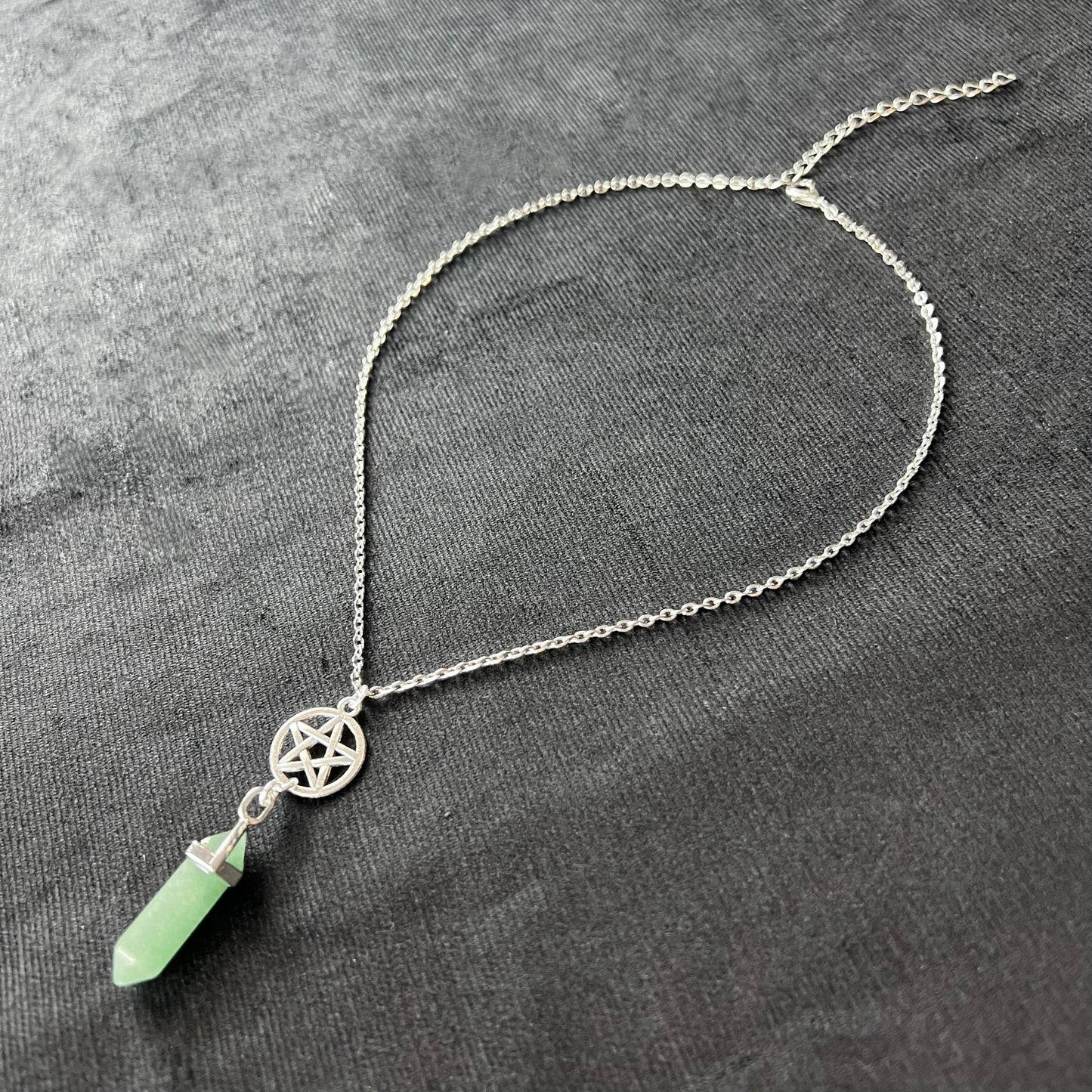 Pentacle pendulum necklace - obsidian, quartz, rose quartz, or aventurine Baguette Magick
