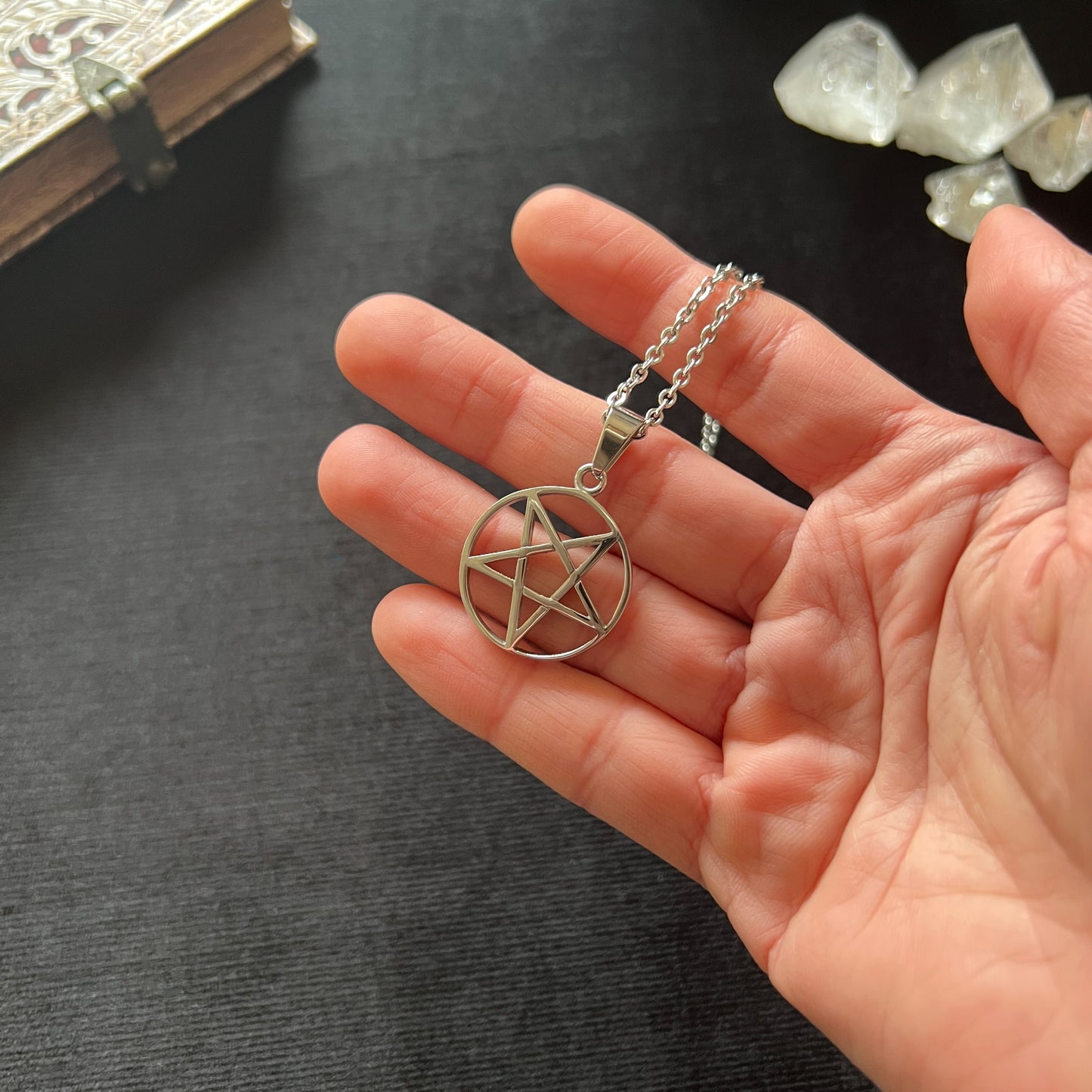 Stainless steel reversed pentacle necklace Baguette Magick